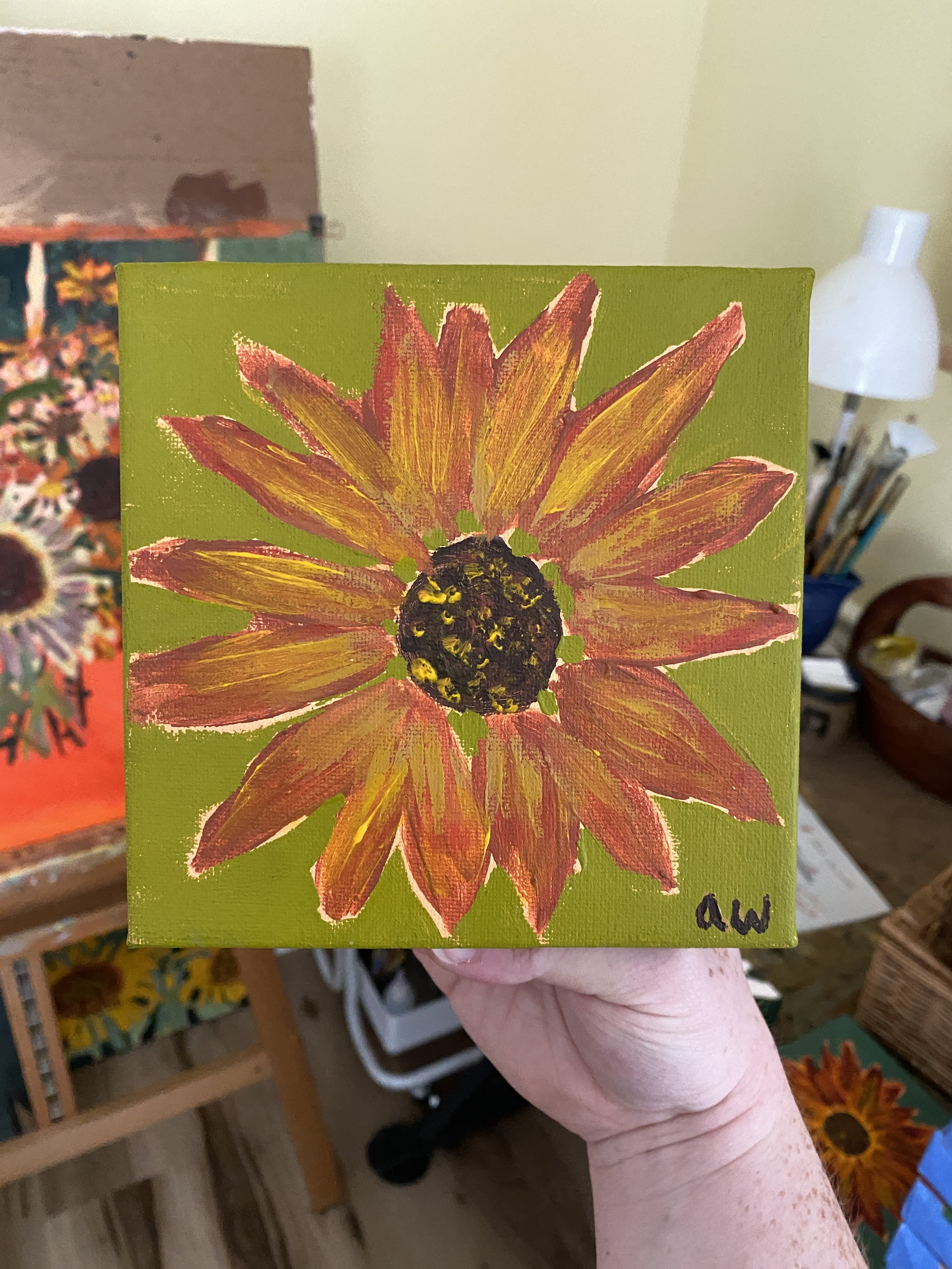 "Autumn Beauty Sunflower" | 7-22-2026 | Acrylic | 6"x6"