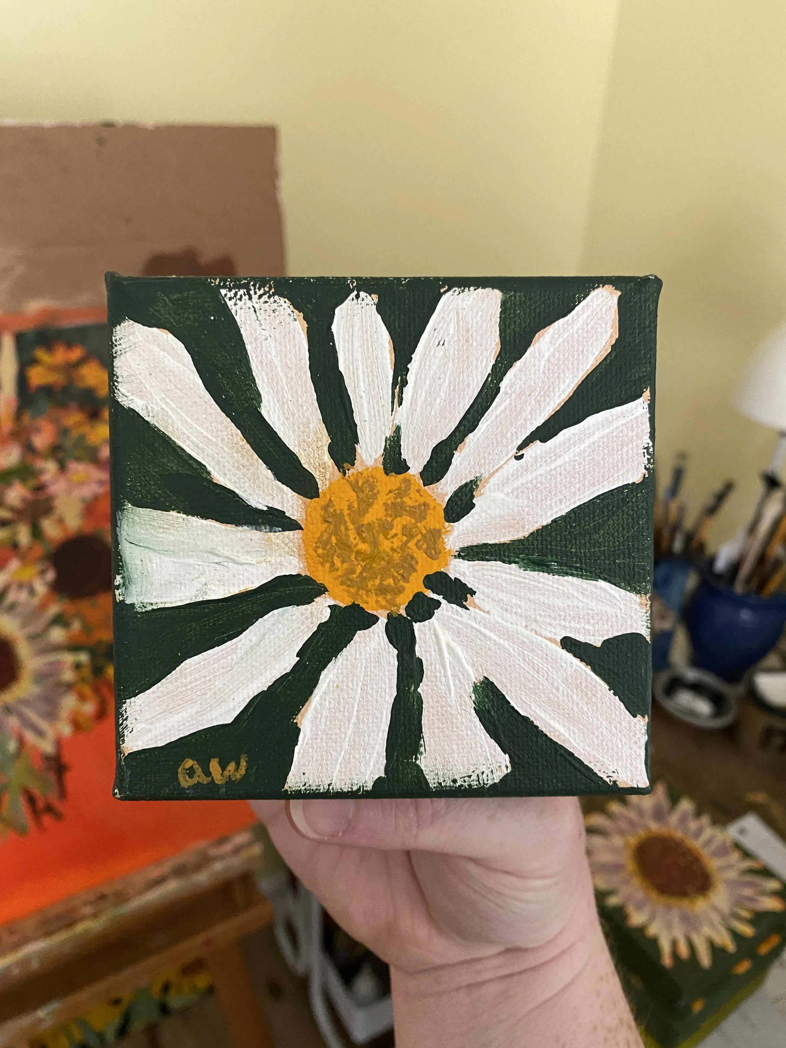 "Daisy" | 7-22-2026 | Acrylic | 4"x4"