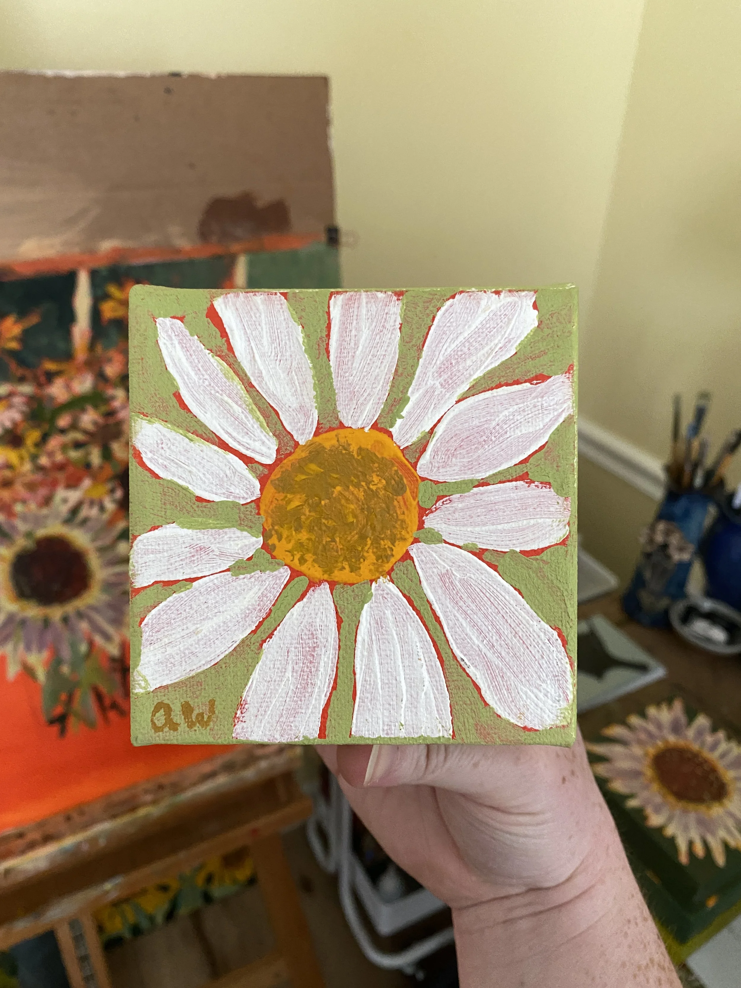 "Daisy" | 7-22-2026 | Acrylic | 4"x4"