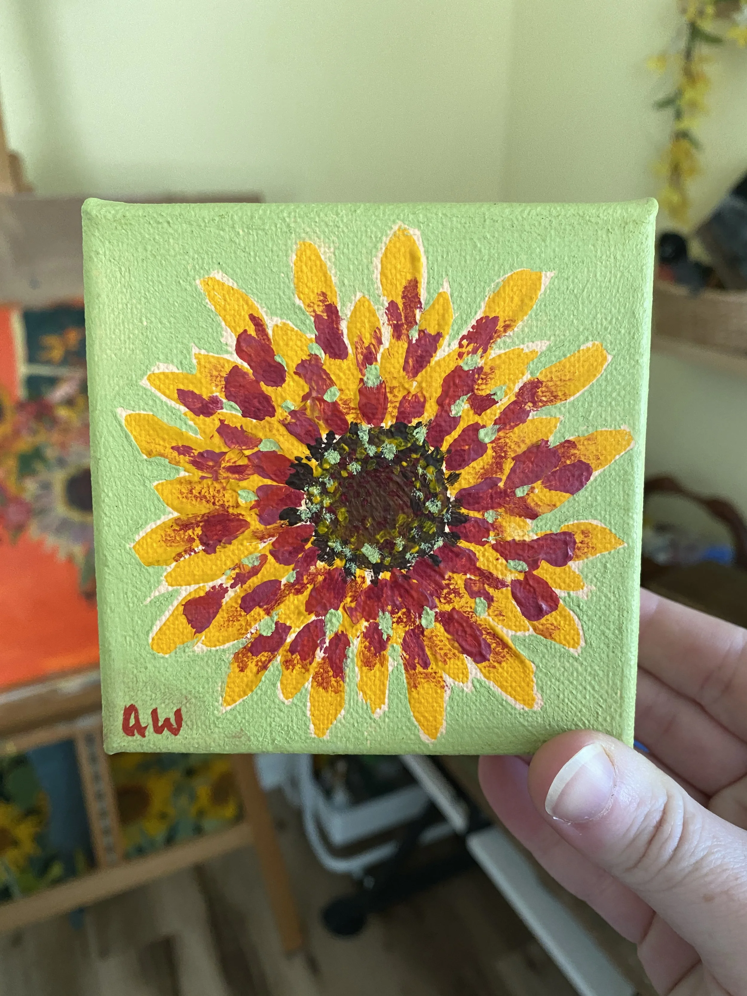 "Zinnia" |  7-14-2026 | Acrylic | 4"x4"