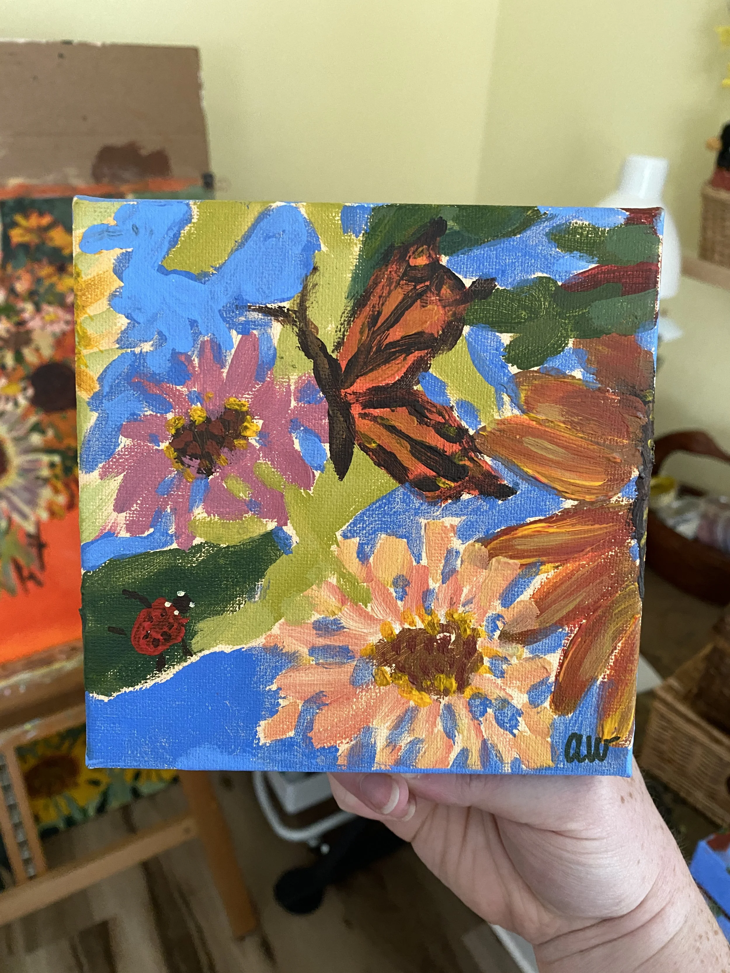 "Zinnias" | 7-27-2026 | Acrylic | 6"x6"