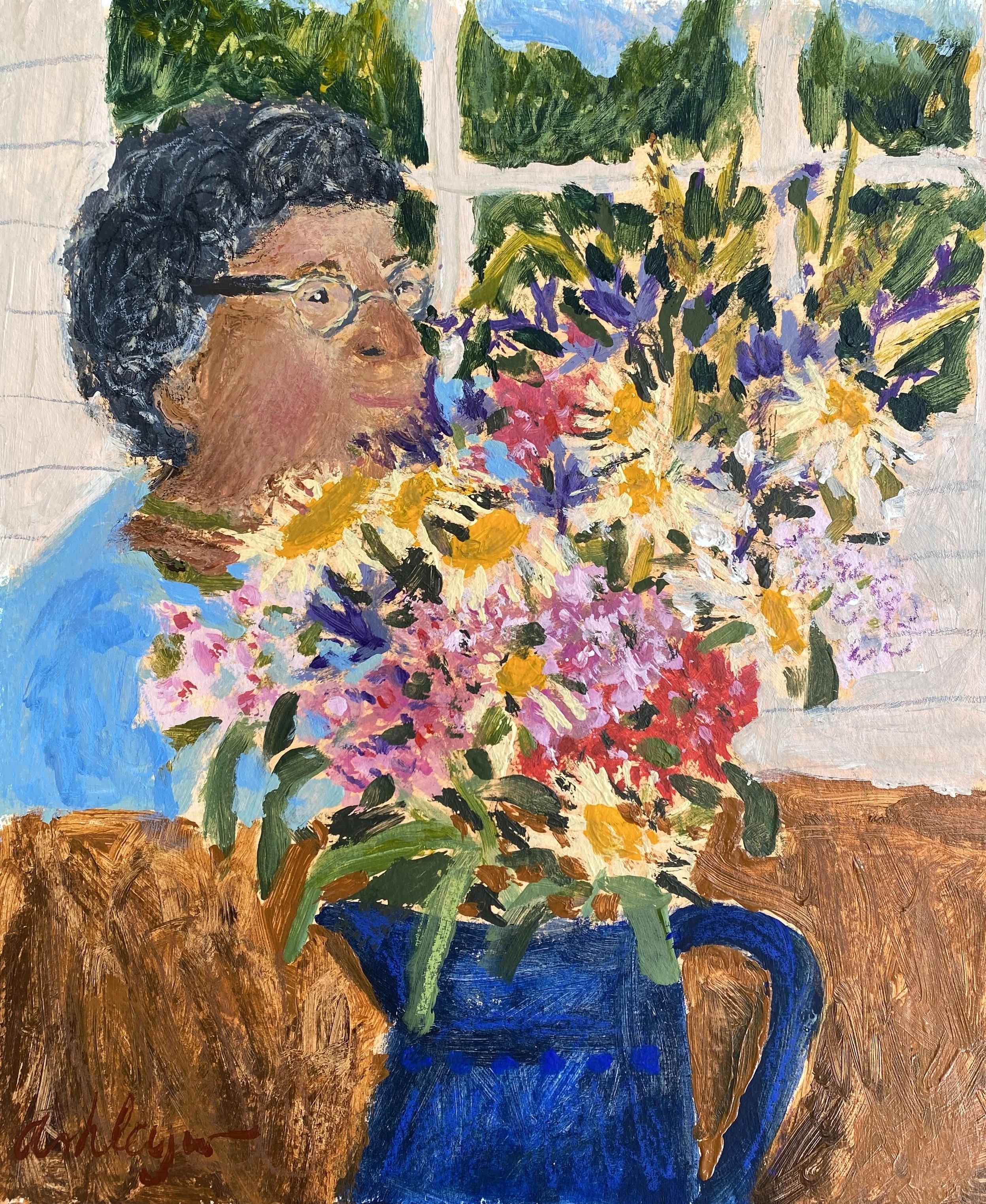 "Annie's Sweet Williams" | 5-5-2026 | Mixed Media on paper | 11 1/2"x 9 1/2"

