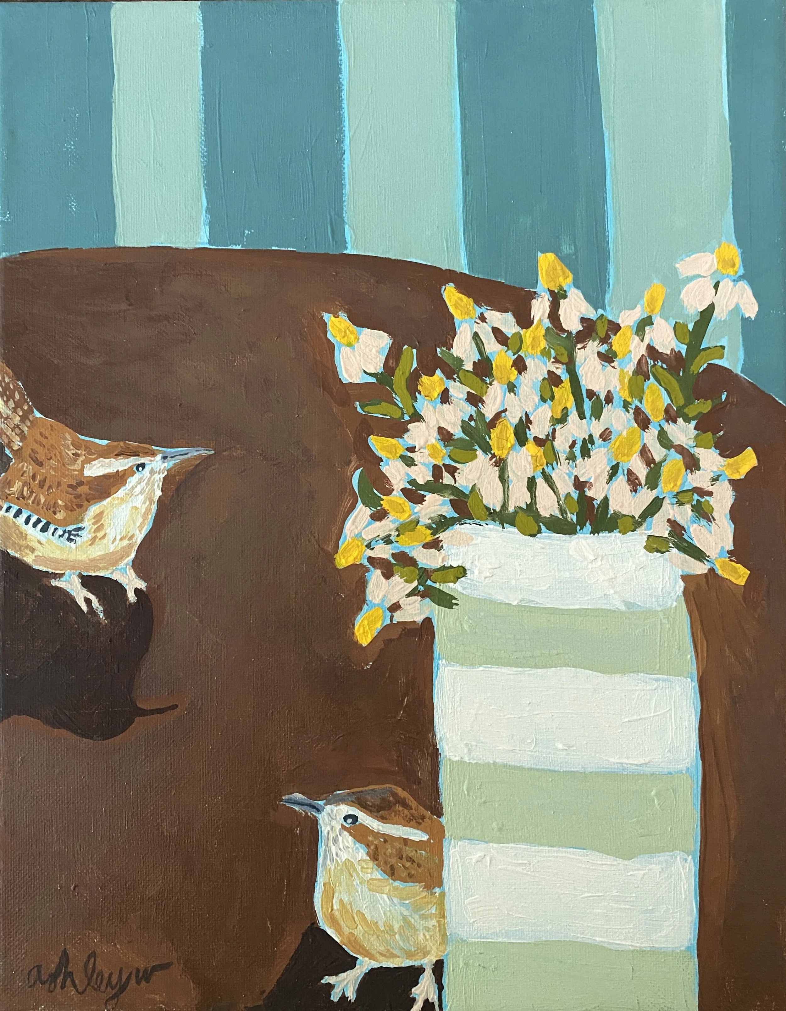 "Wrens"
07-31-2025
Acrylic on canvas
14'x11"