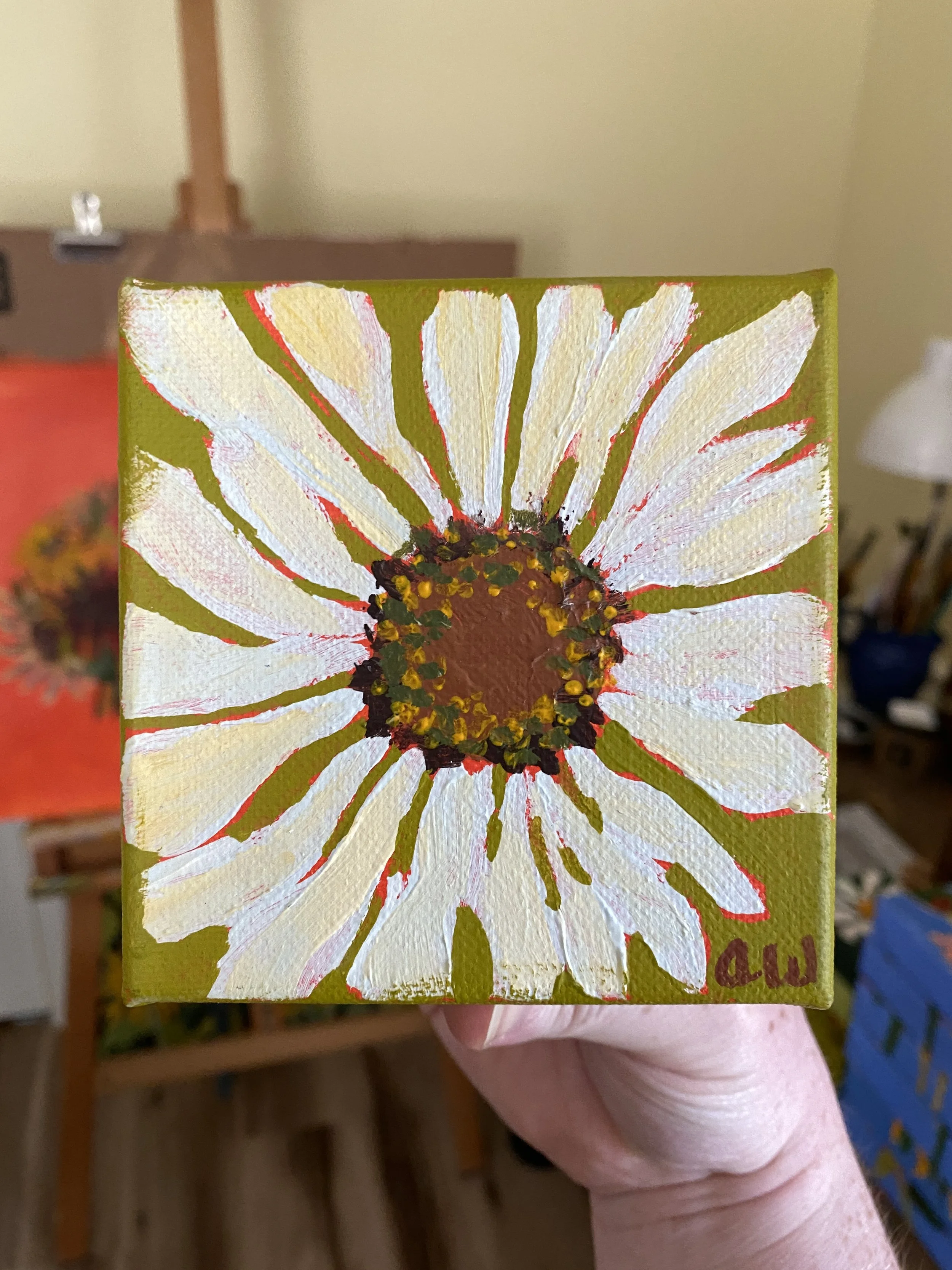 "Zinnia" |  7-14-2026 |  Acrylic | 4"x4"