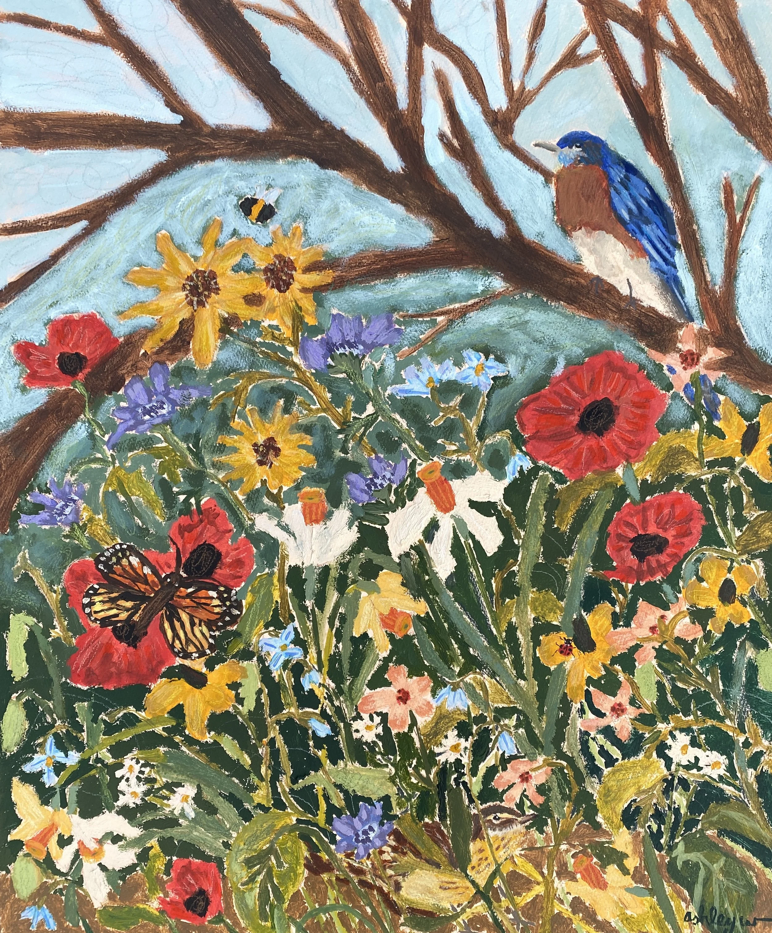 "Wonder in the Wildflowers" | 3-21-2026| Mixed Media on paper | 26"x21"