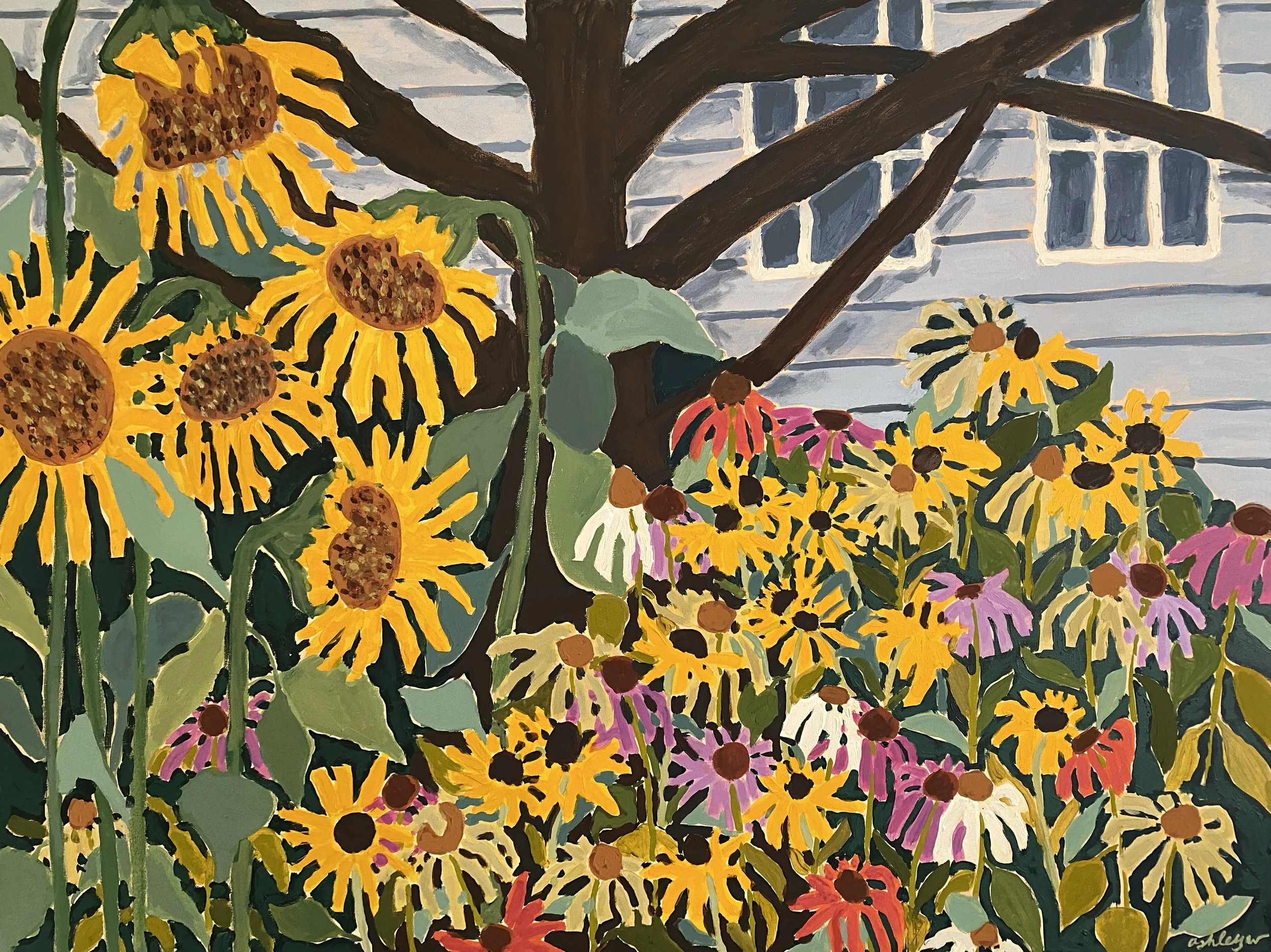 "Backyard Eden"
08-17-2025
Acrylic on canvas 
36"x48"