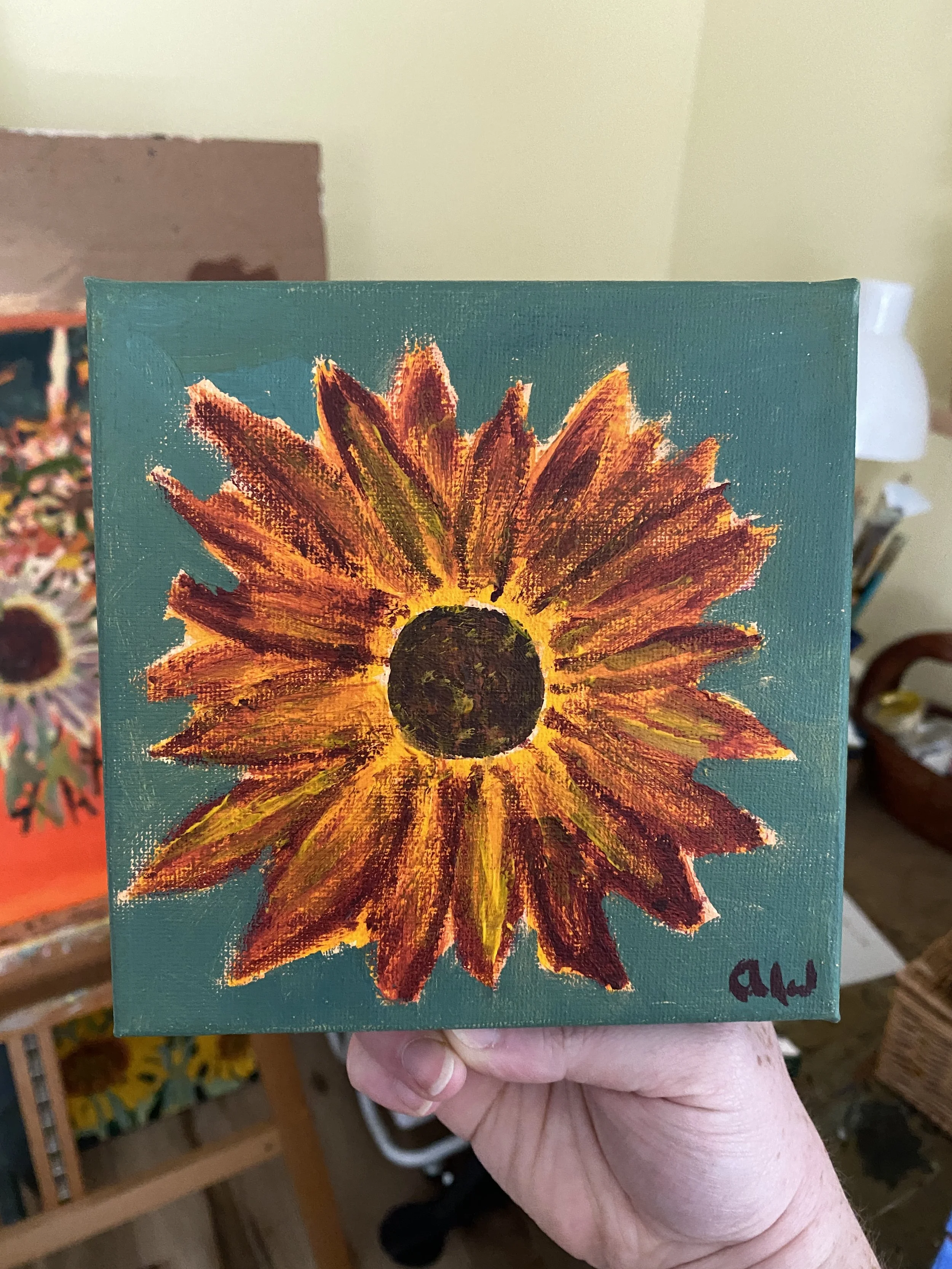 "Autumn Beauty Sunflower" | 7-22-2026 | Acrylic | 6"x6"