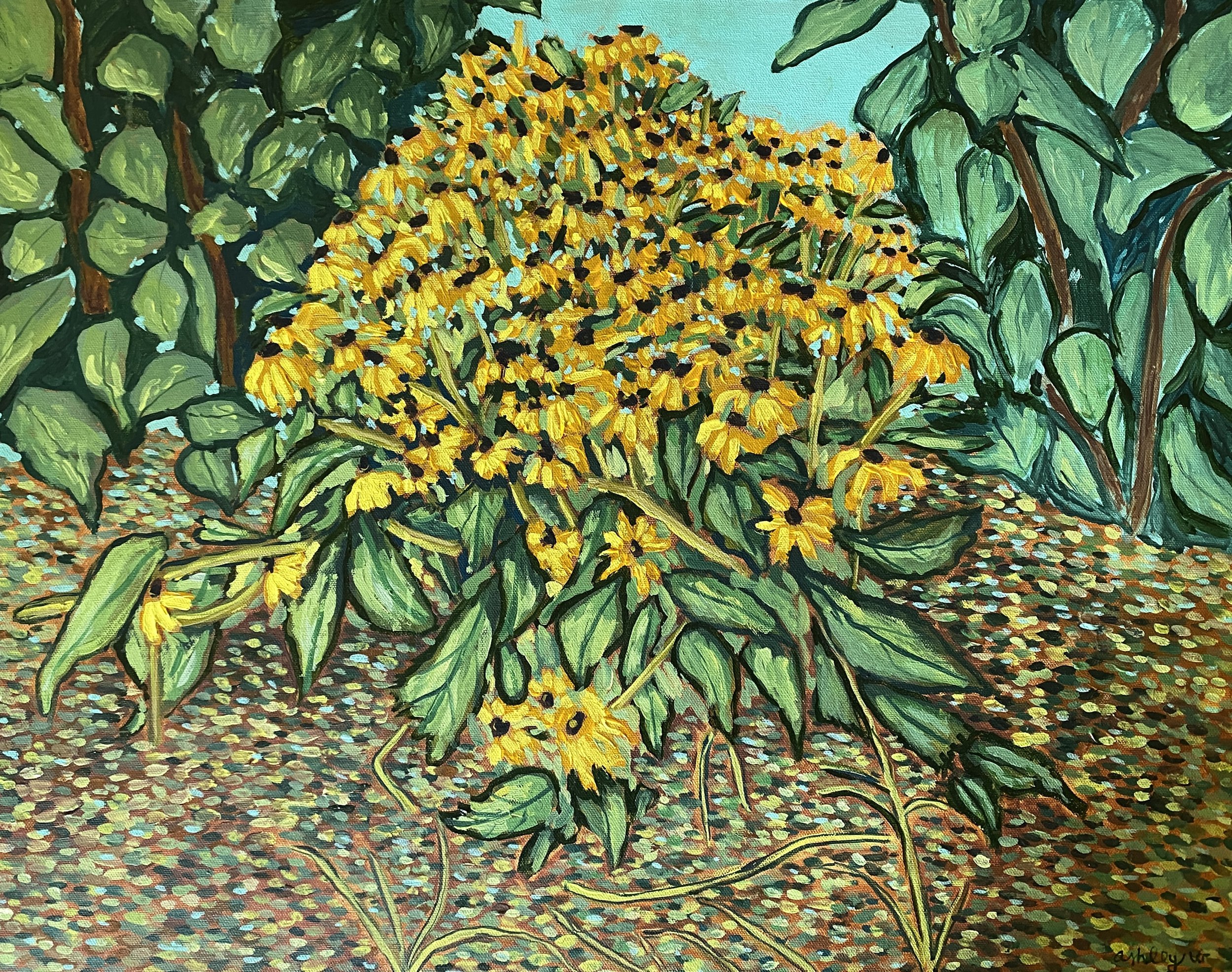 "Yellow Joy" 
06-25-2024
Acrylic on canvas (gouache) 
22"x28"