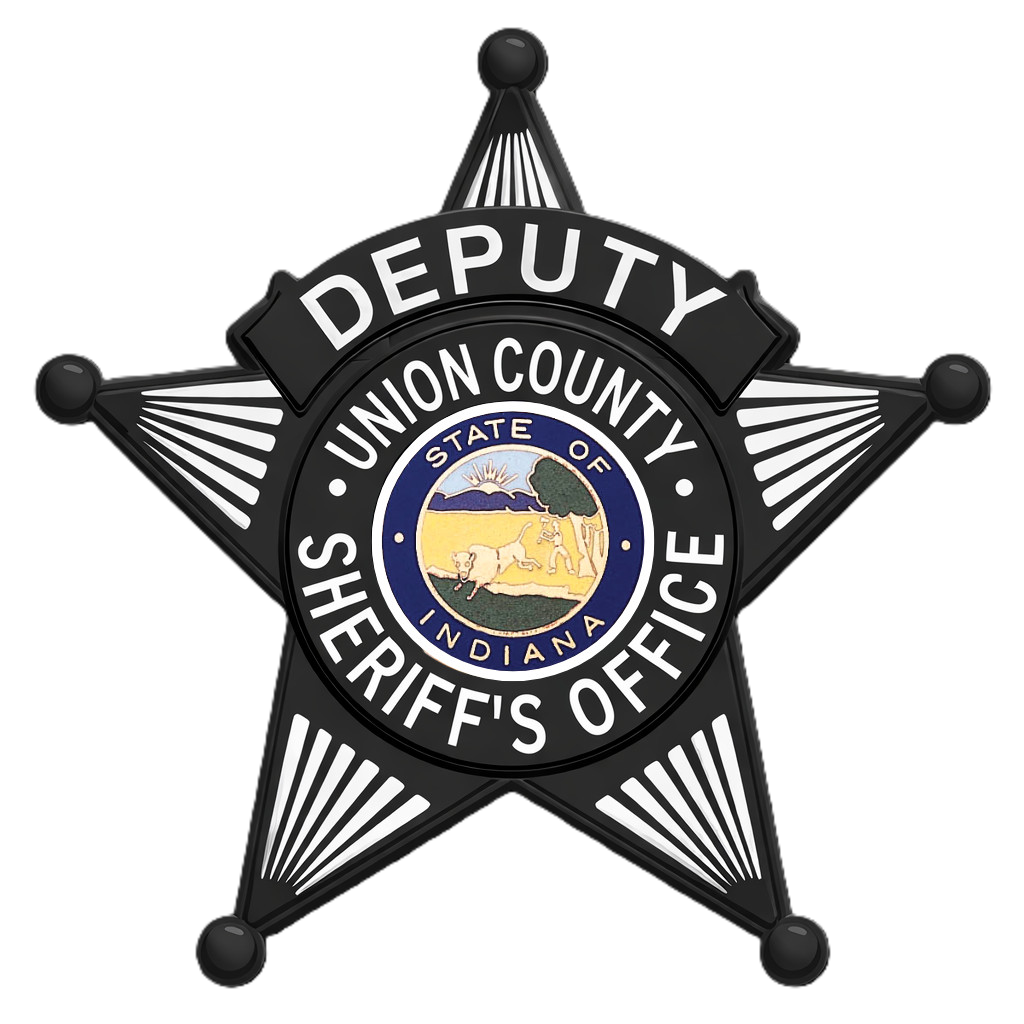 Badge of the Union County Sheriff's Office, Indiana, with black star and central emblem.
