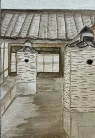 Ondol chimneys outside of a hanok.