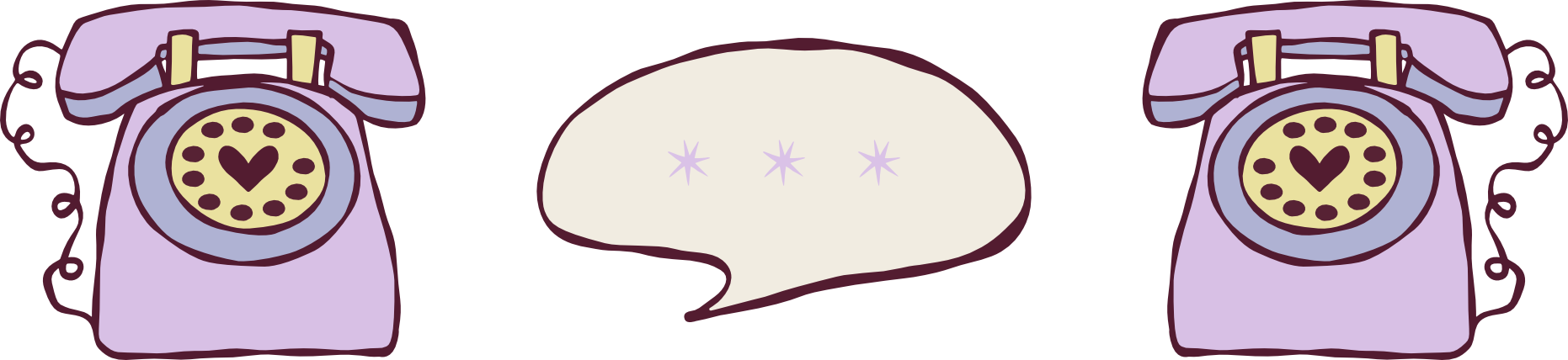 Phones and speech bubble illustration by rose mills