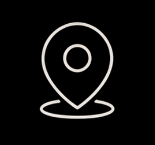 Icon of a location pin on a black background.