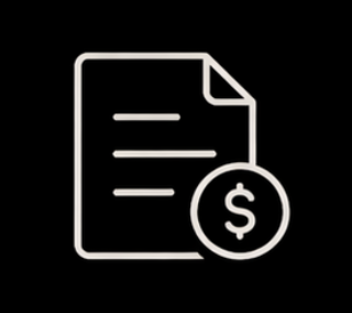 Icon of a document with a dollar sign in a circle, representing financial or payment documentation.