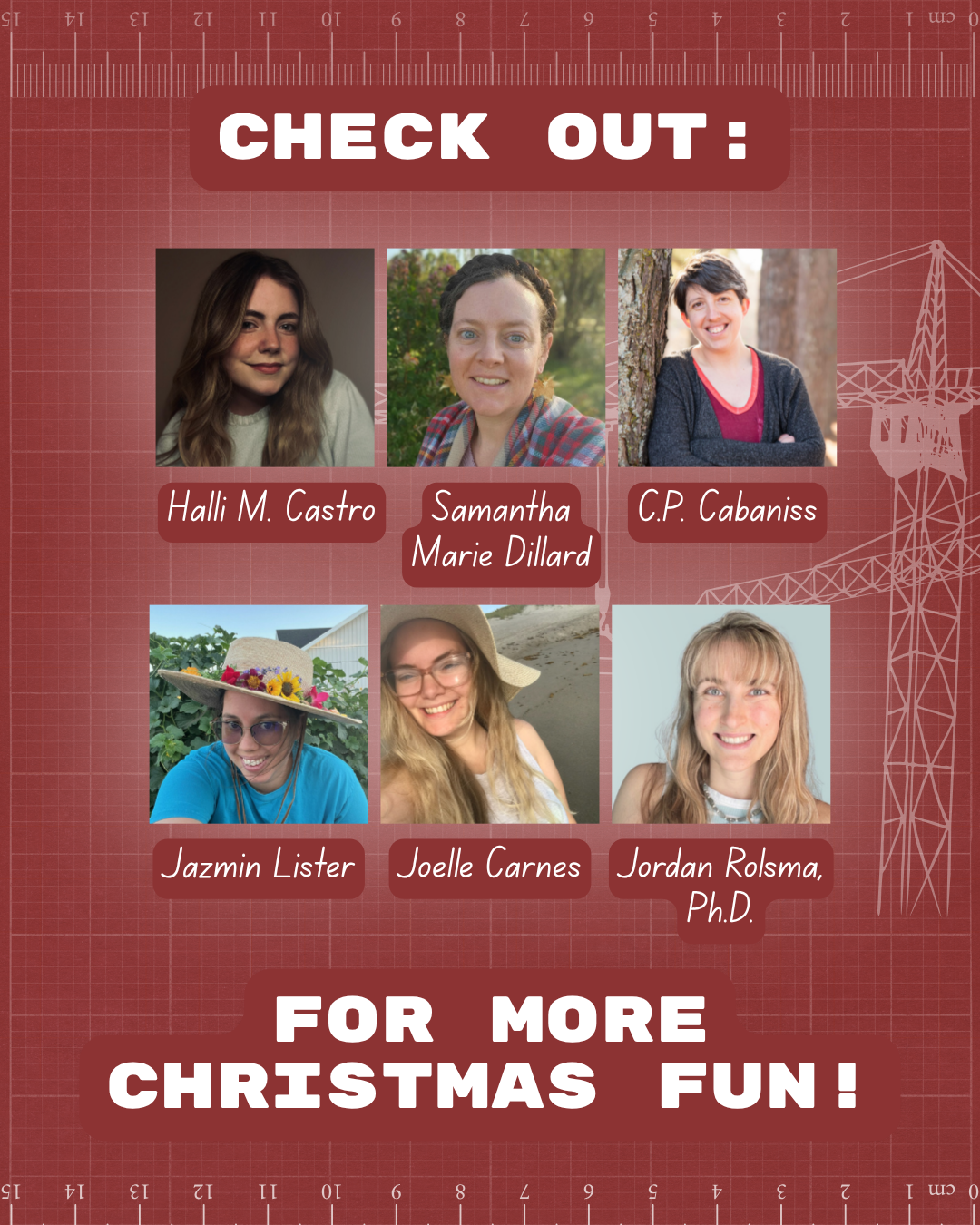 Planning on Christmas authors: Halli M. Castro, Samantha Marie Dillard, C.P. Cabaniss, Jazmin Lister, Joelle Carnes, and Jordan Rolsma.