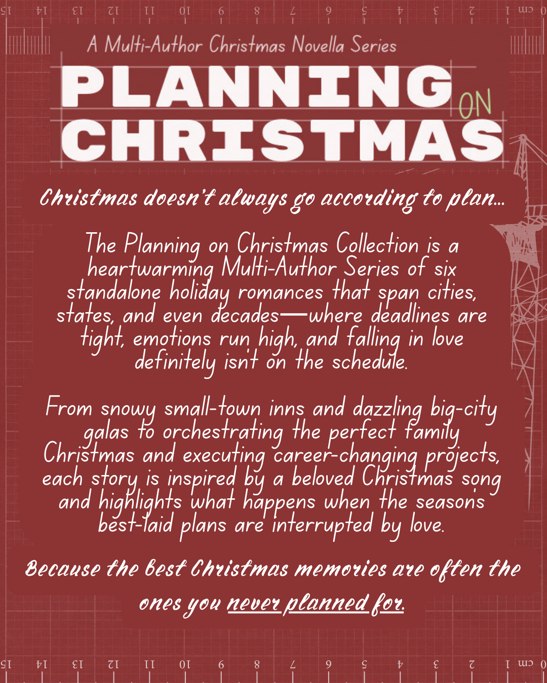 Planning on Christmas: six standalone holiday romances inspired by Christmas songs, where seasonal plans are interrupted by love.