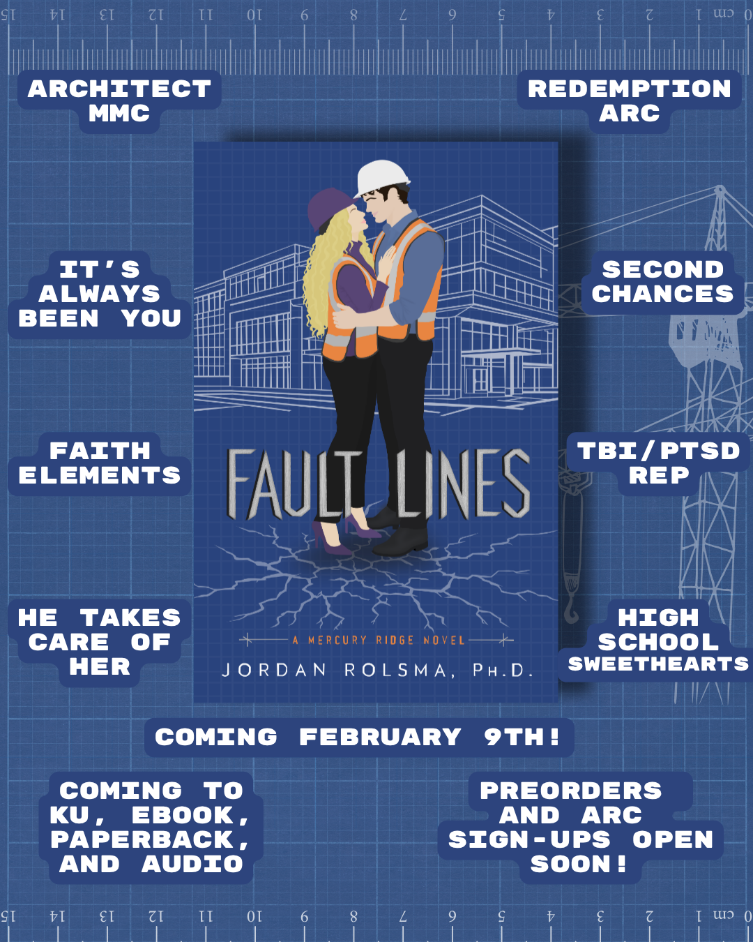 Fault Lines tropes: architect MMC, second chances, high school sweethearts, redemption arc, faith elements, and TBI/PTSD representation.