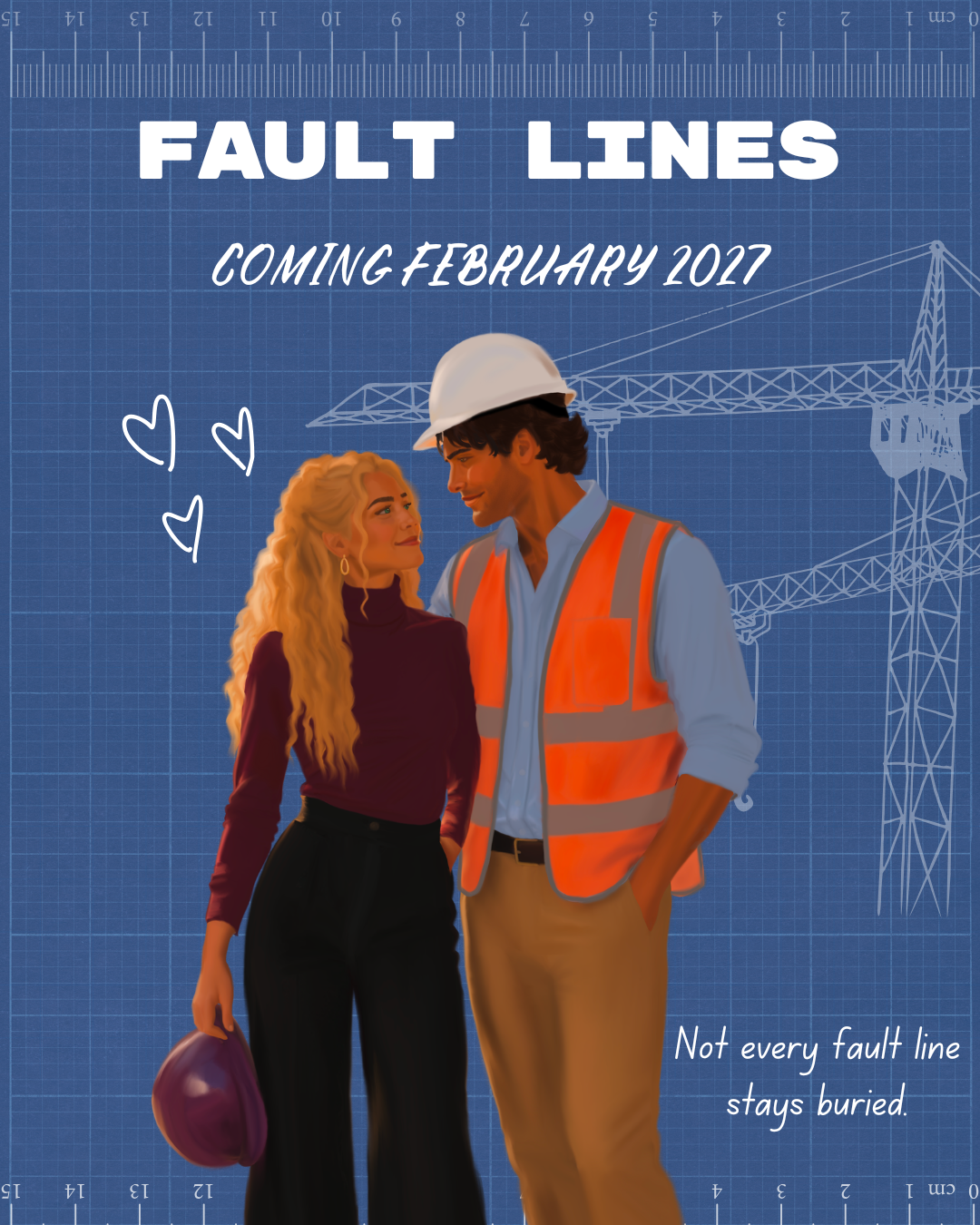 Fault Lines promo featuring Ivy and Caleb together at an architectural jobsite. Coming February 2027. “Not every fault line stays buried.”