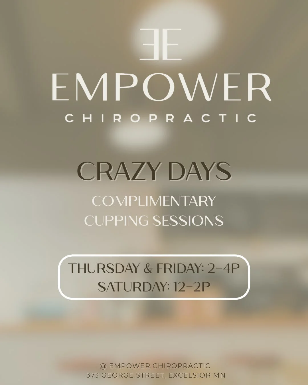Crazy Days is almost here! 🎉 

Join us July 16&ndash;19 in Downtown Excelsior for incredible deals, local shopping, and summer fun. Stop by Empower and take advantage of our complimentary cupping sessions, LMNT tasting and more! We can&rsquo;t wait 