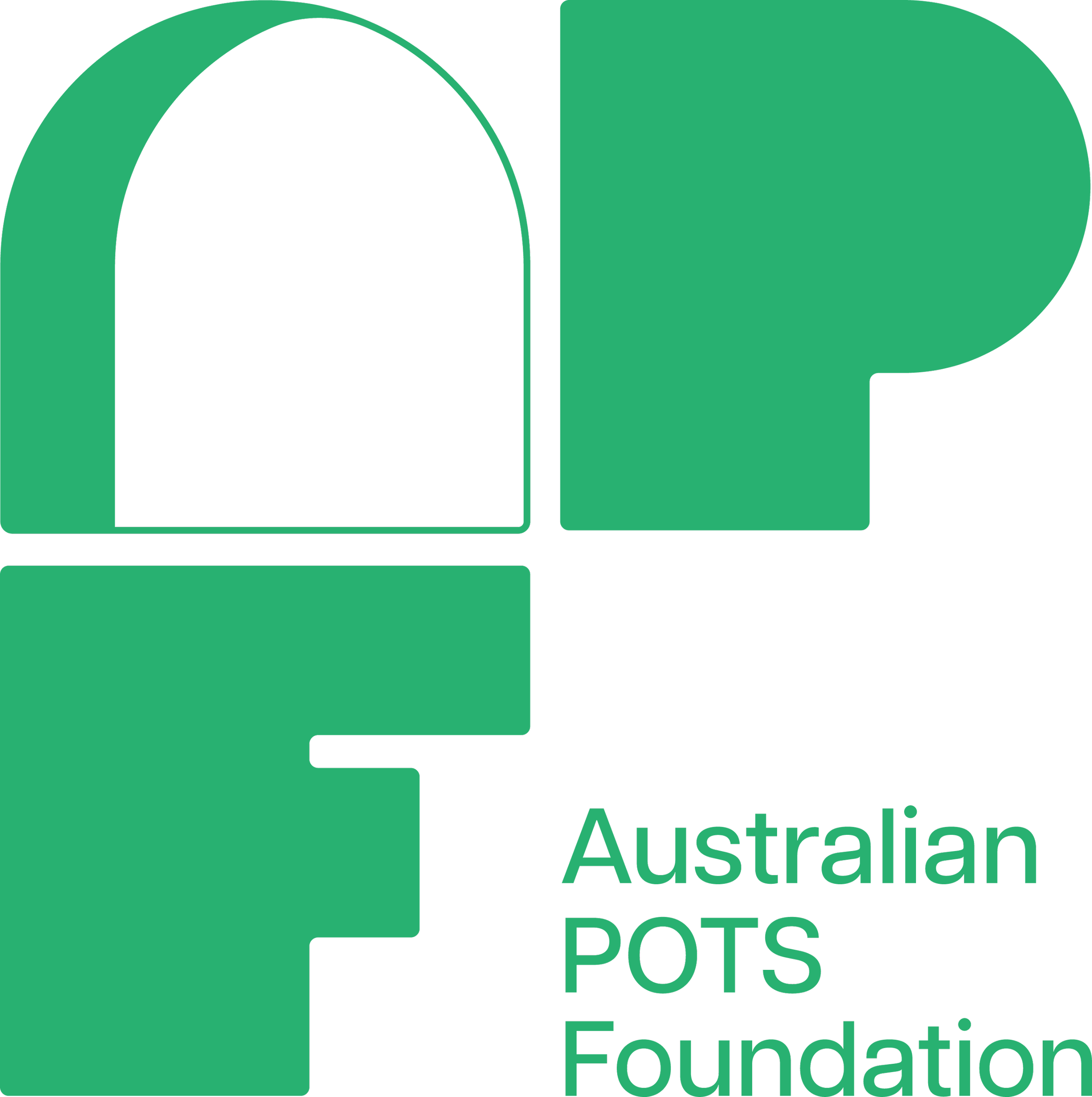 Logo with a stylized map of Australia in green and black colors and the text 'Australian DOTS Foundation'.