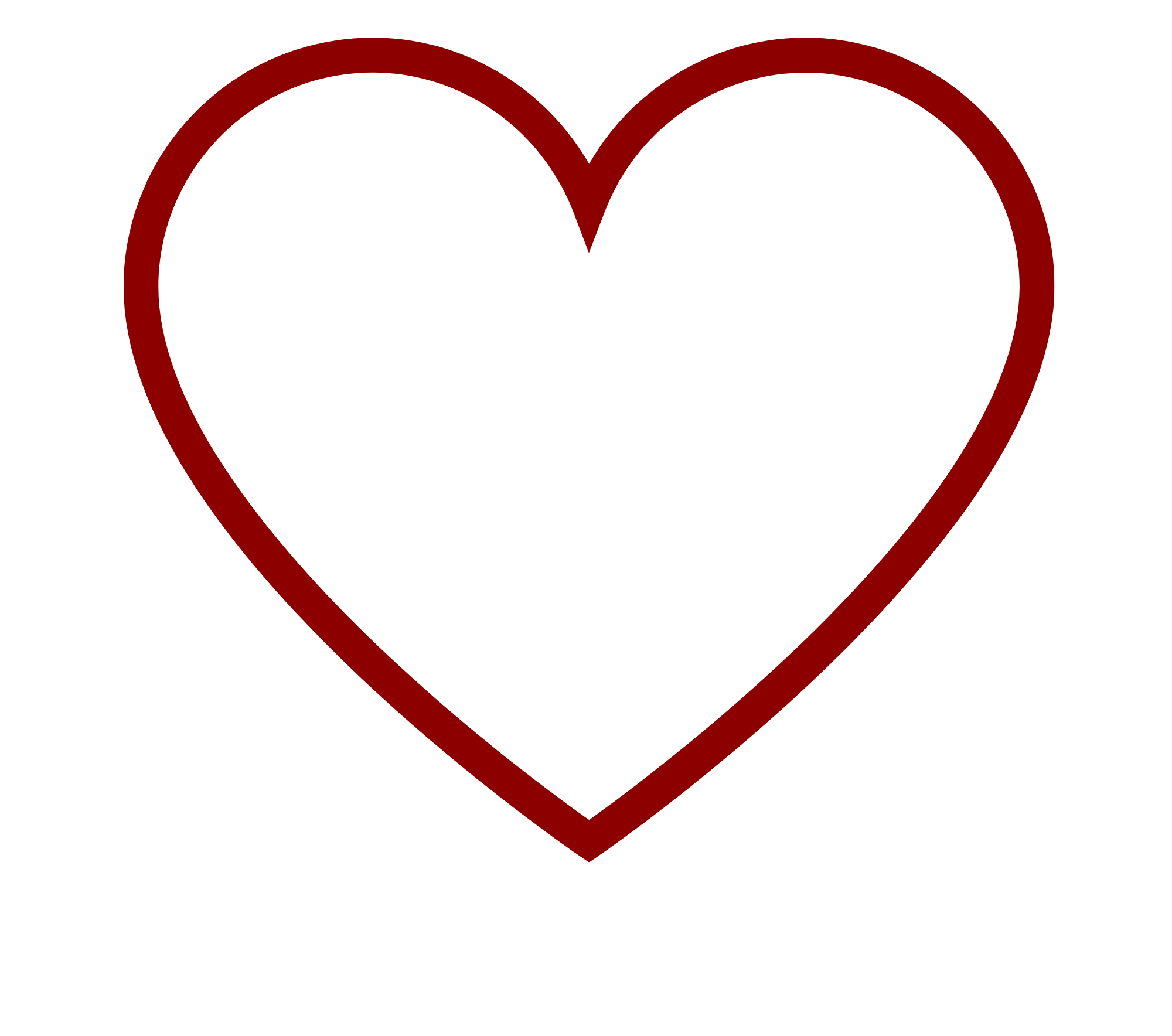 Outlined red heart on black background.