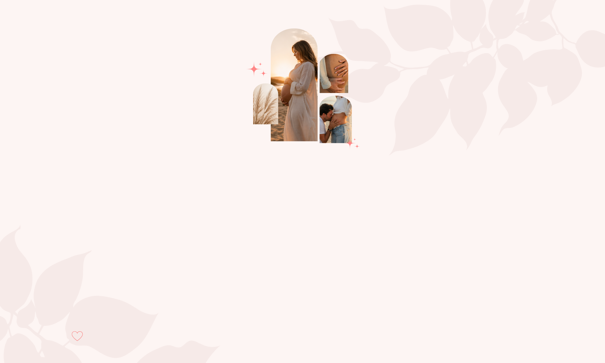 Collage of pregnancy and birth support moments including a pregnant woman at sunset, partner connection, and calm natural setting, representing hypnobirthing and birth preparation in Newcastle NSW