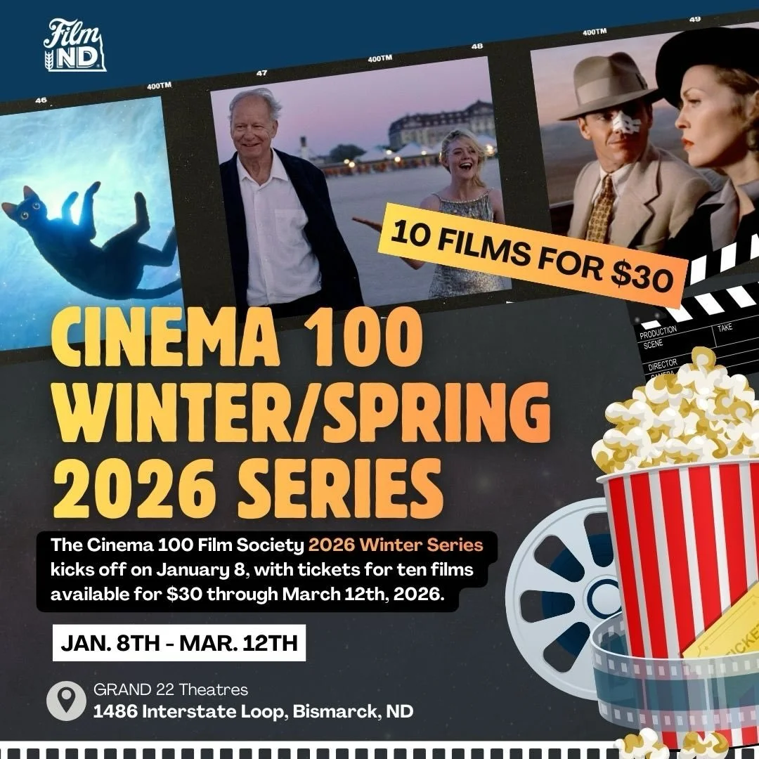 Cinema 100 Film Society returns with a curated lineup of bold, moving, and classic cinema&mdash;on the big screen, all winter long.

🎟️ 10 films for $30
📅 JAN. 8TH &ndash; MAR. 12TH, 2026
🕒 Thursdays at 3:00 &amp; 6:00 PM
📍 Grand 22 Theatres 1486