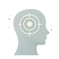 Silhouette of a human head with a target symbol inside it