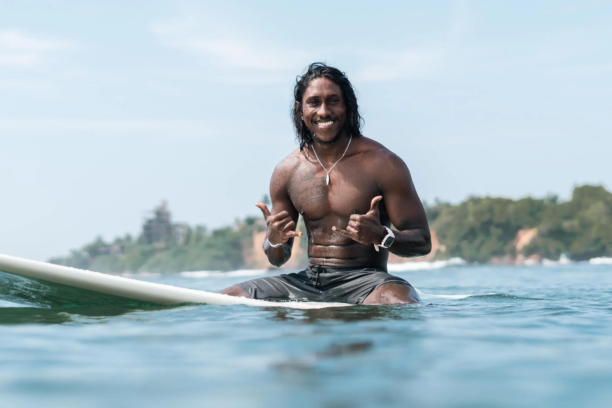 anju surfing in weligama bay - lanka surf house