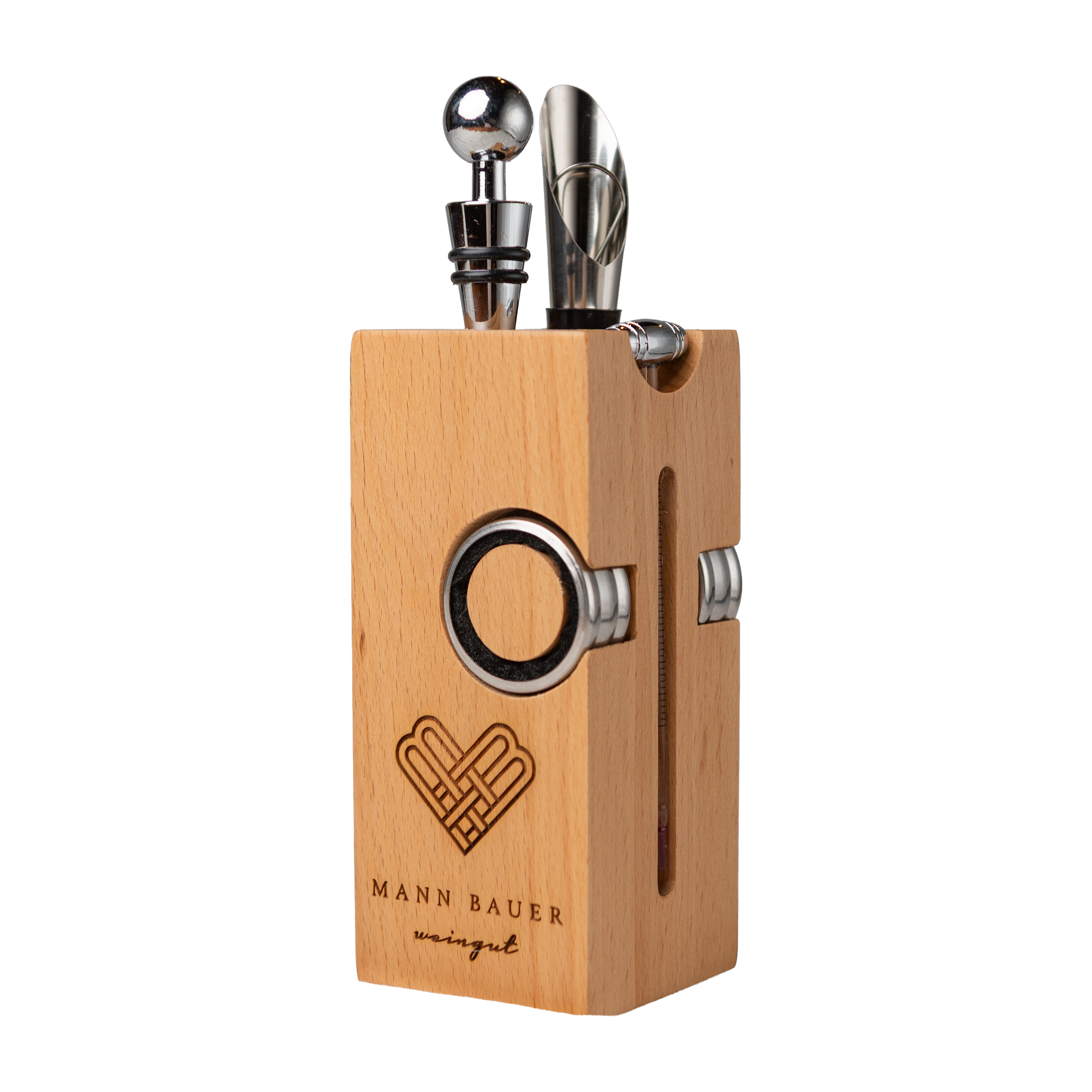 Wein-Set „Mann Bauer“ – Buchenblock