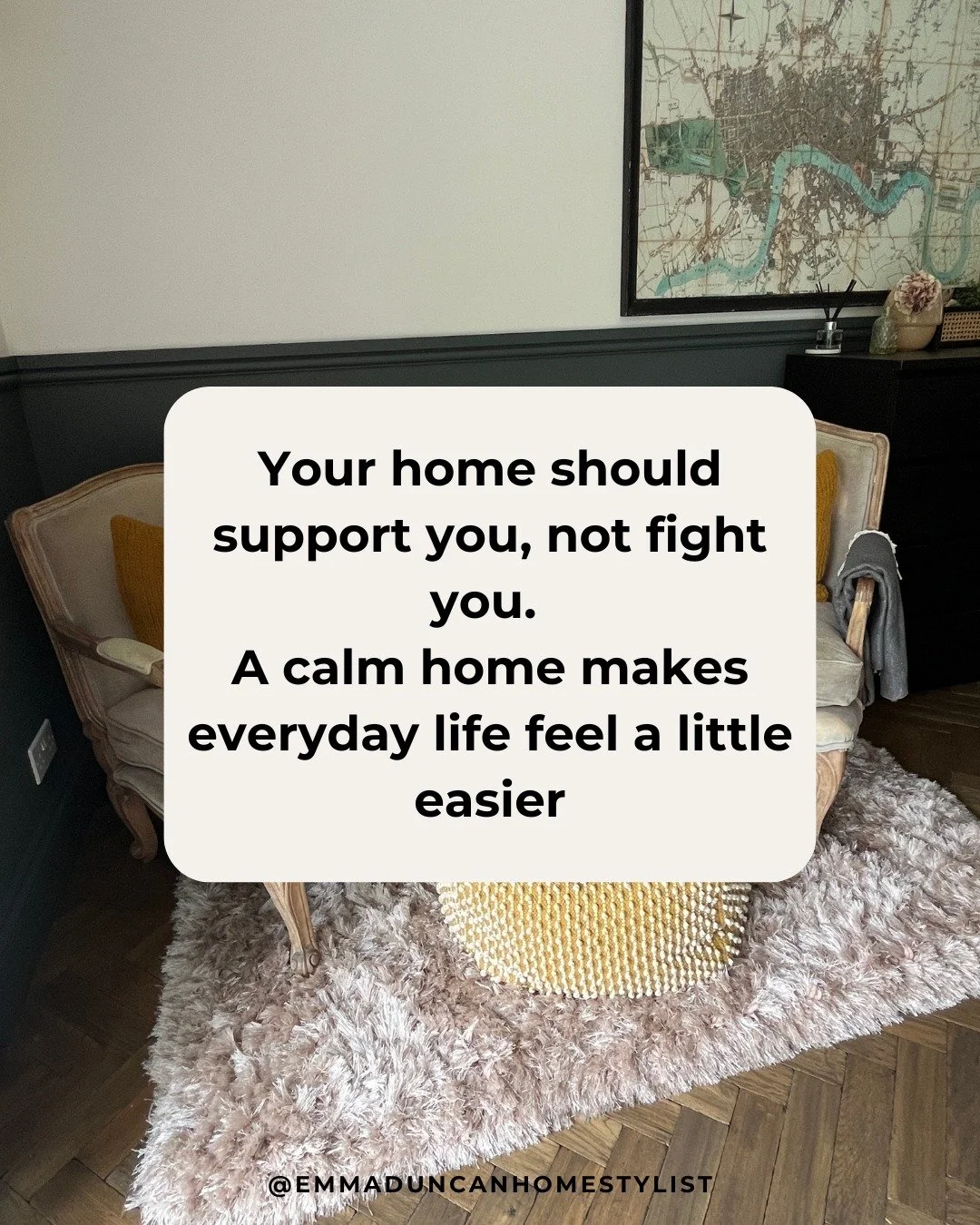 You deserve a home that works for you, not emotionally beat you up every time you walk through the door. Get in touch by DM if you need help restoring stylish calm in your home. Take care, Emma