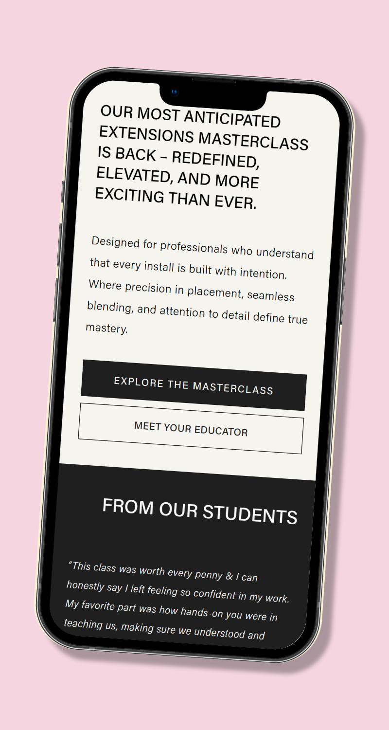 Mobile view of Slayology Pro website homepage with masterclass details and testimonials