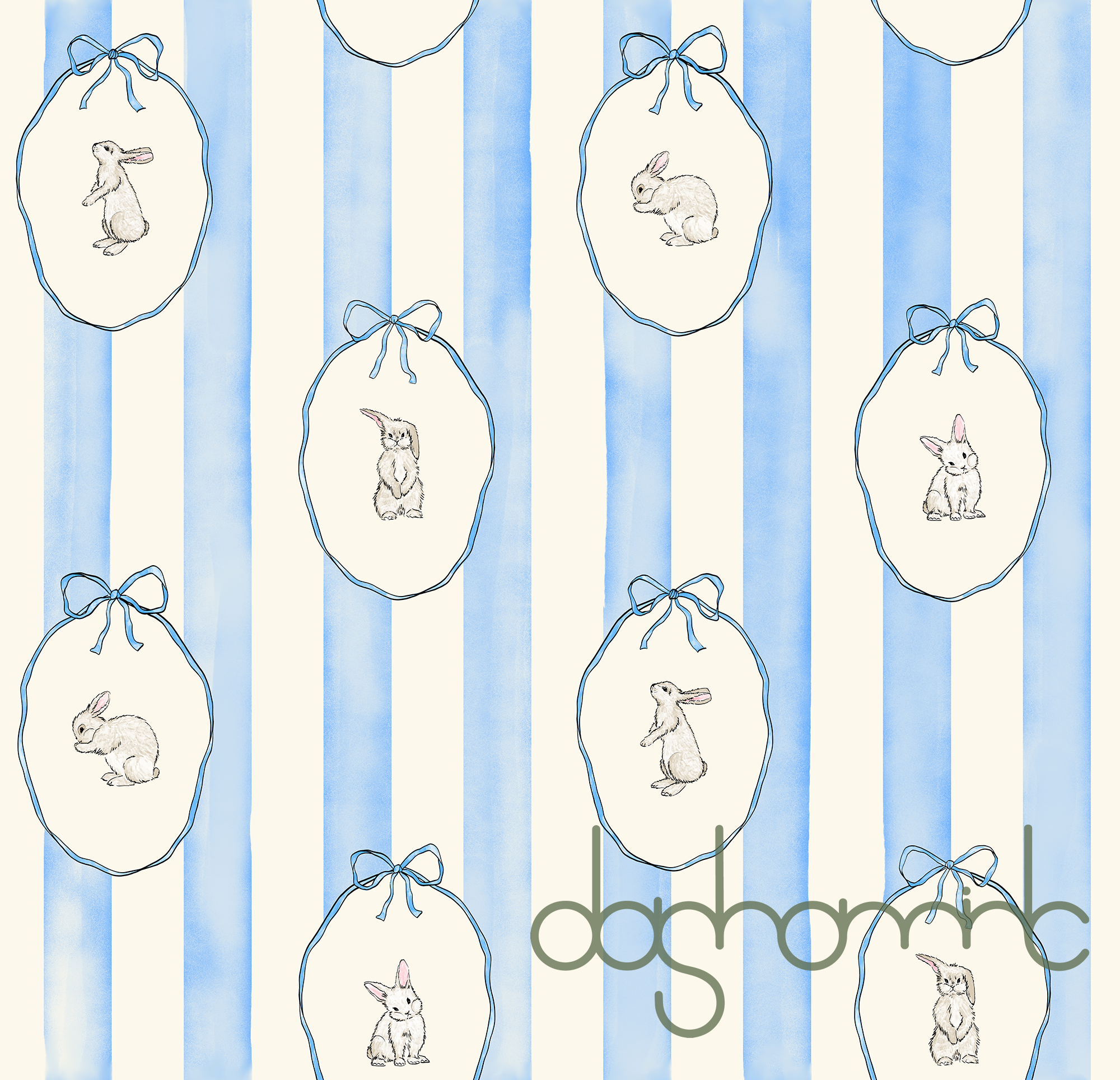 Ribbon Bunny Cameo — Blue Mist