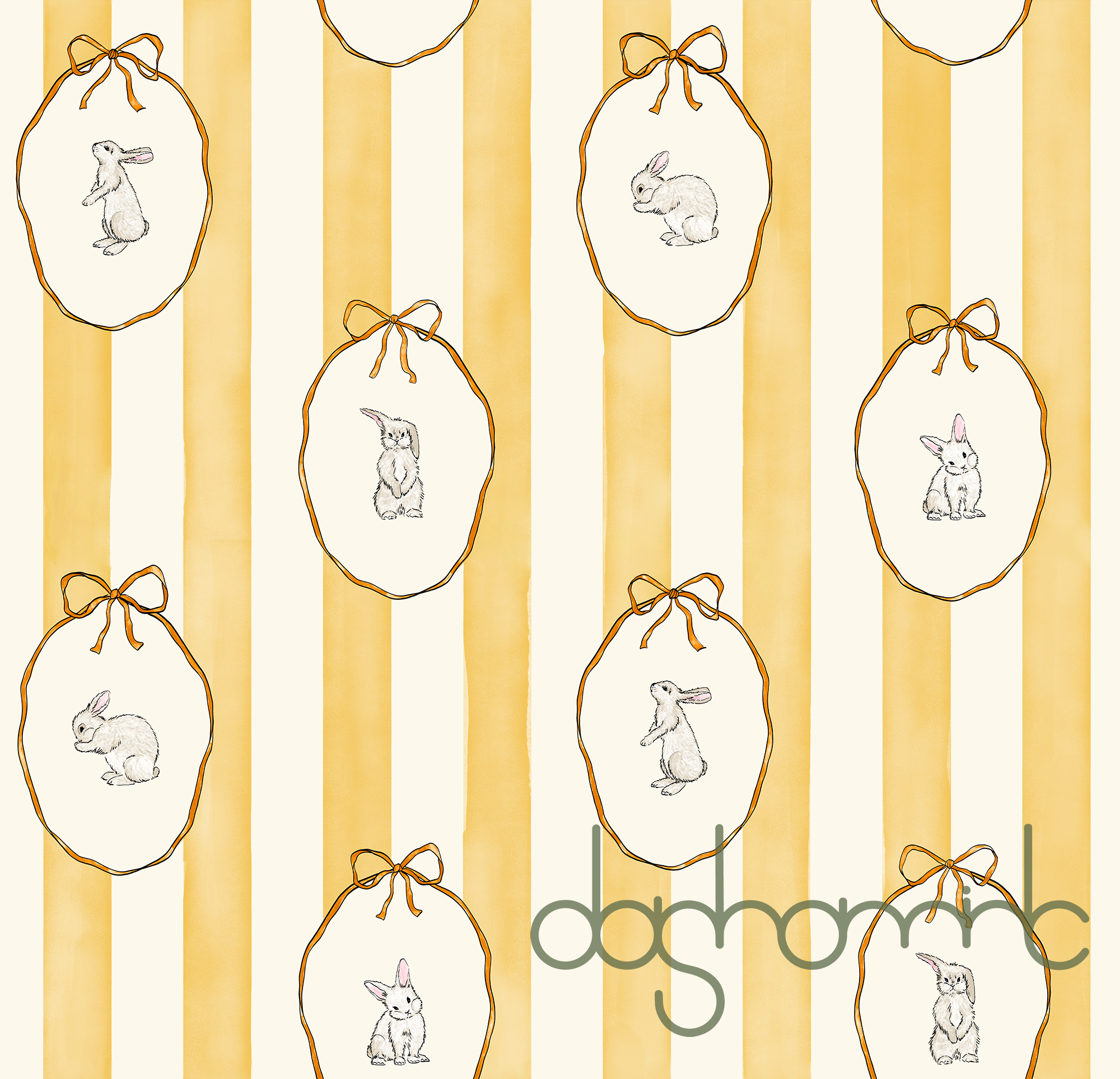 Ribbon Bunny Cameo — Butter Stripe