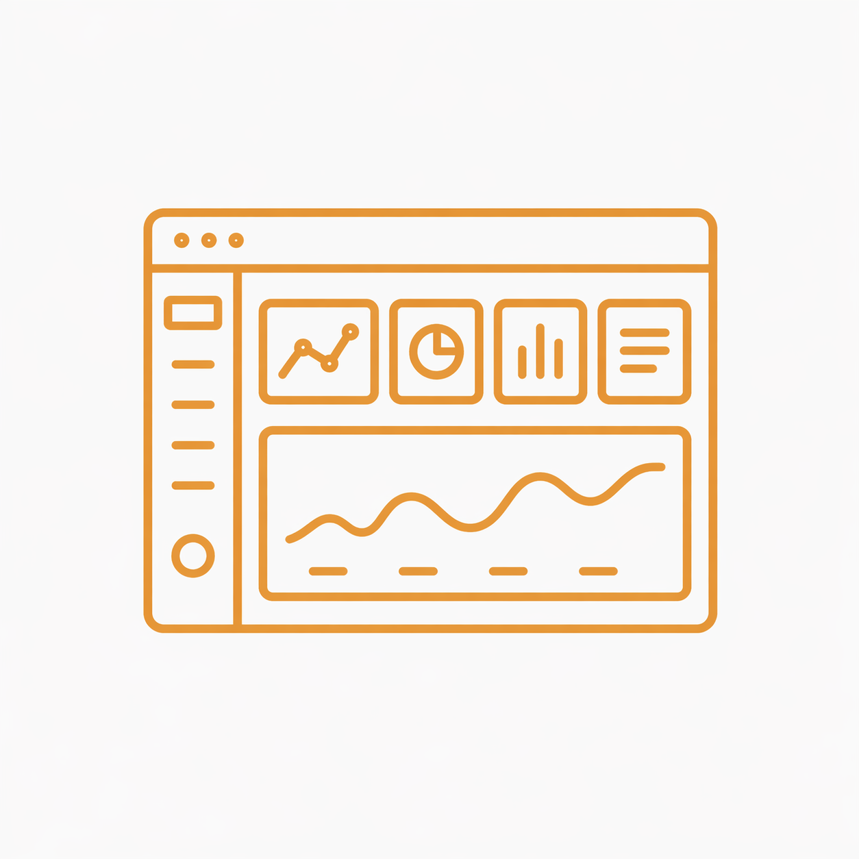 Line graph and charts on a computer analytics dashboard.