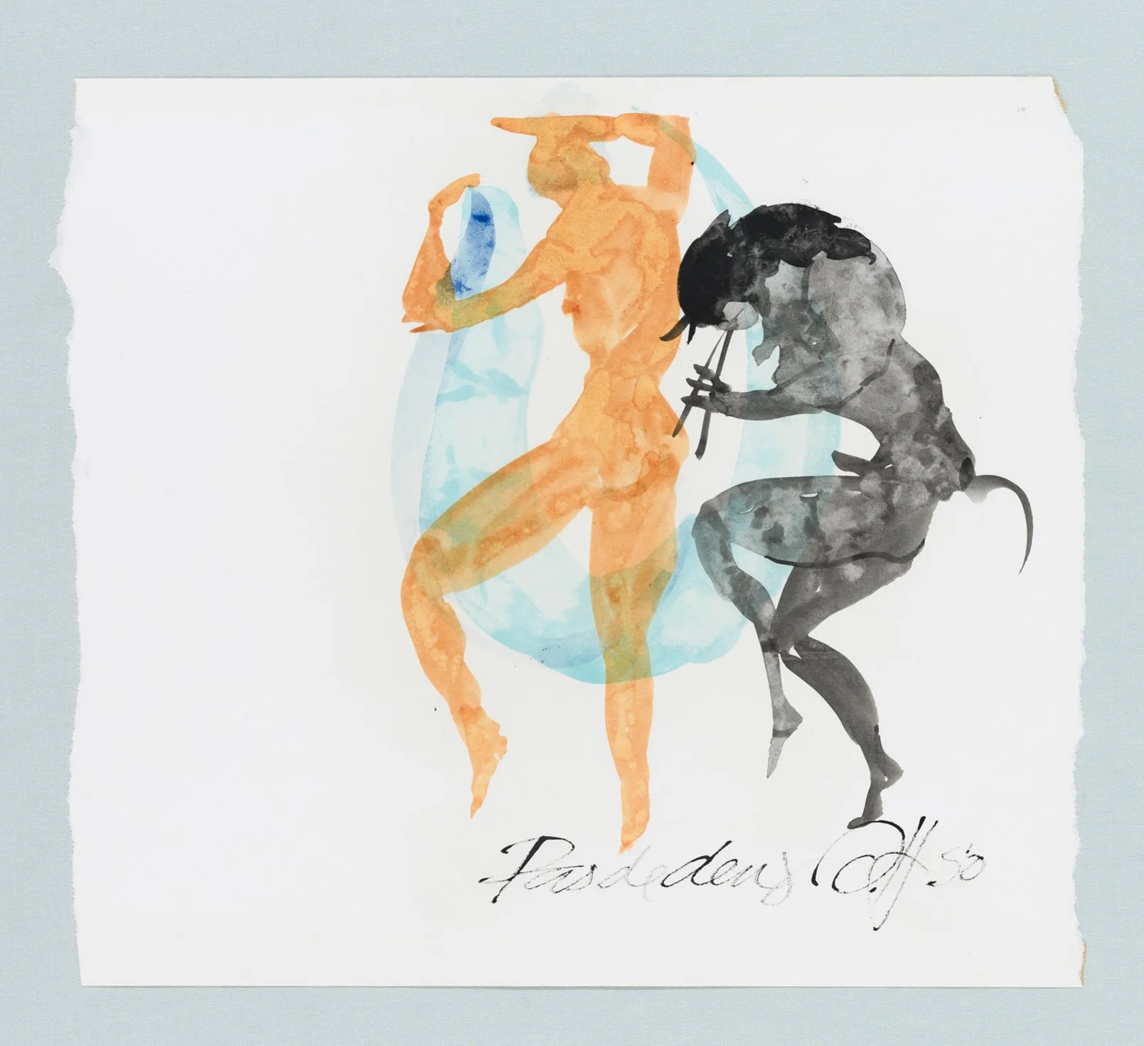 Honi soit qui ma y pense 2, 1990  
Chinatusche auf Karton 36x41 cm  