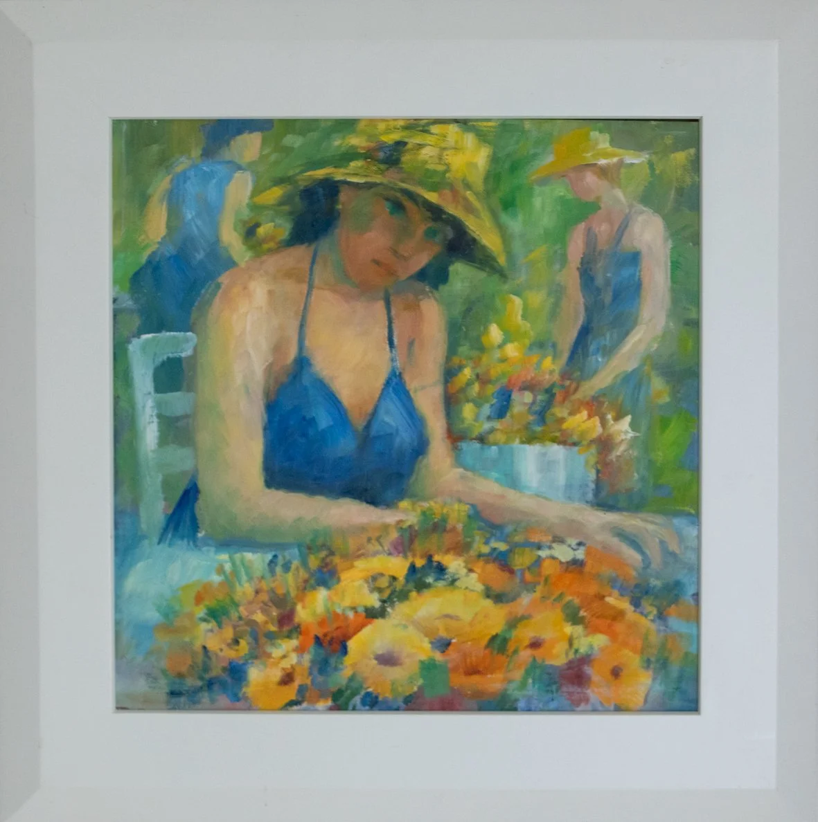 Die Blumenbinderin  - Oil on canvas 40x39 cm (ohne Rahmen)