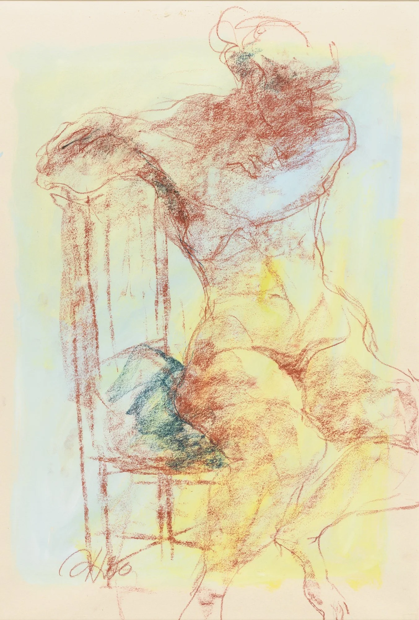 Ohne Titel (Akt sitzend), um 1990  
Rötel und Tusche 70x50 cm