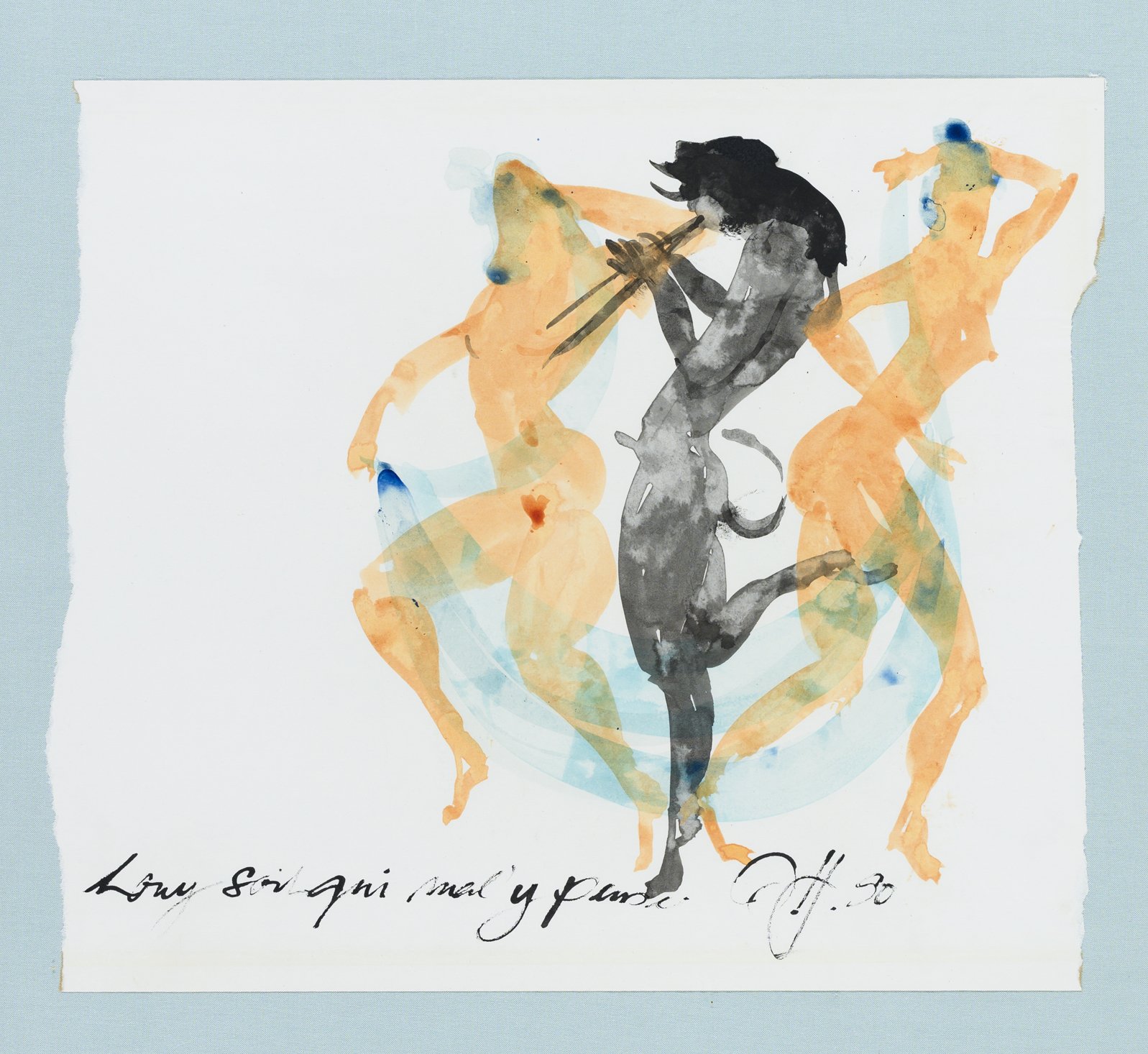 Honi soit qui ma y pense 1, 1990  
Chinatusche auf Karton 36x40 cm  