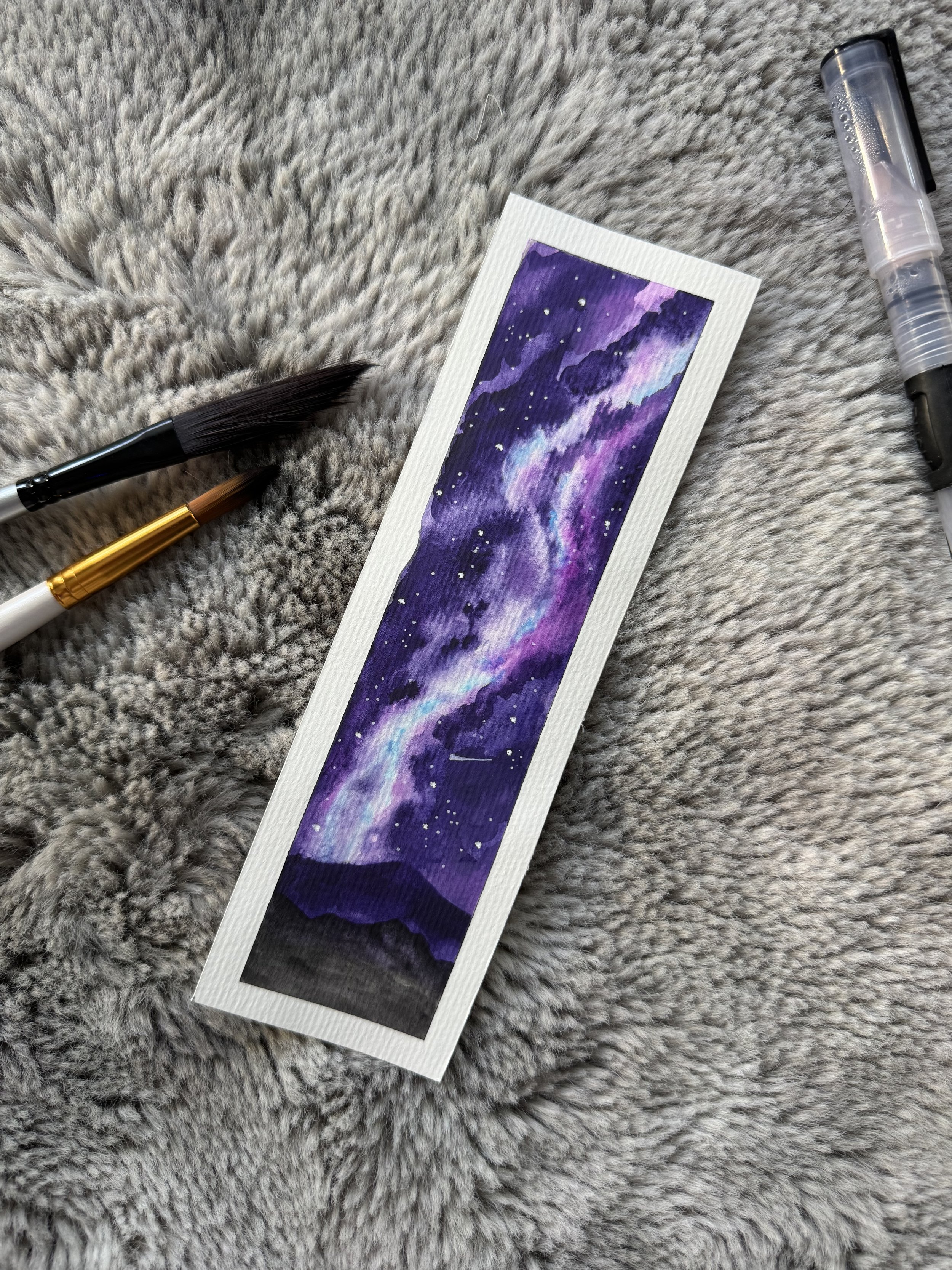 Aquarell-Lesezeichen GALAXIE Lila