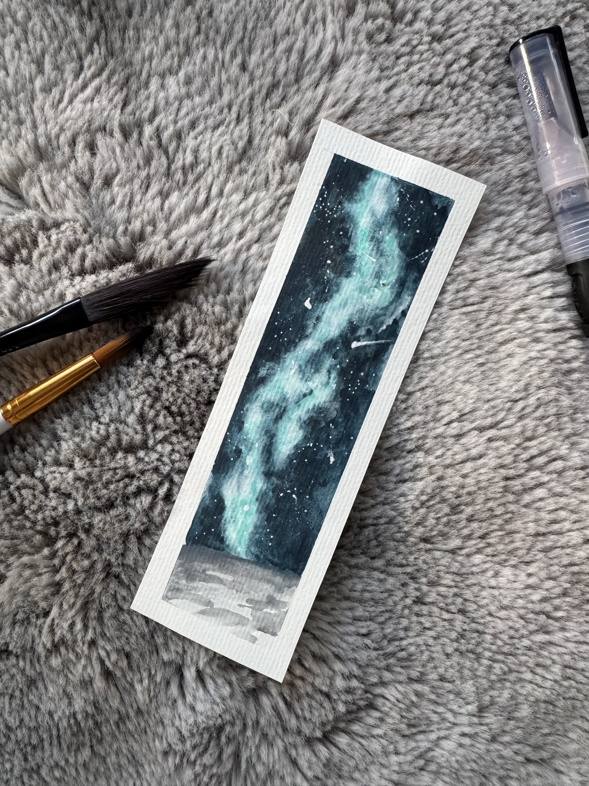 Aquarell-Lesezeichen GALAXIE türkis