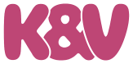 Logo of K&V in pink letters