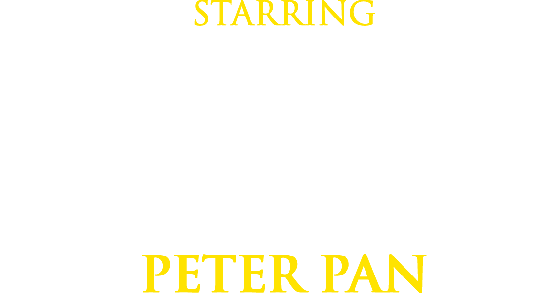 Text graphic with yellow and white fonts on a black background reading: "Starring Joti Polizoakis (3x German Champion) Peter Pan".