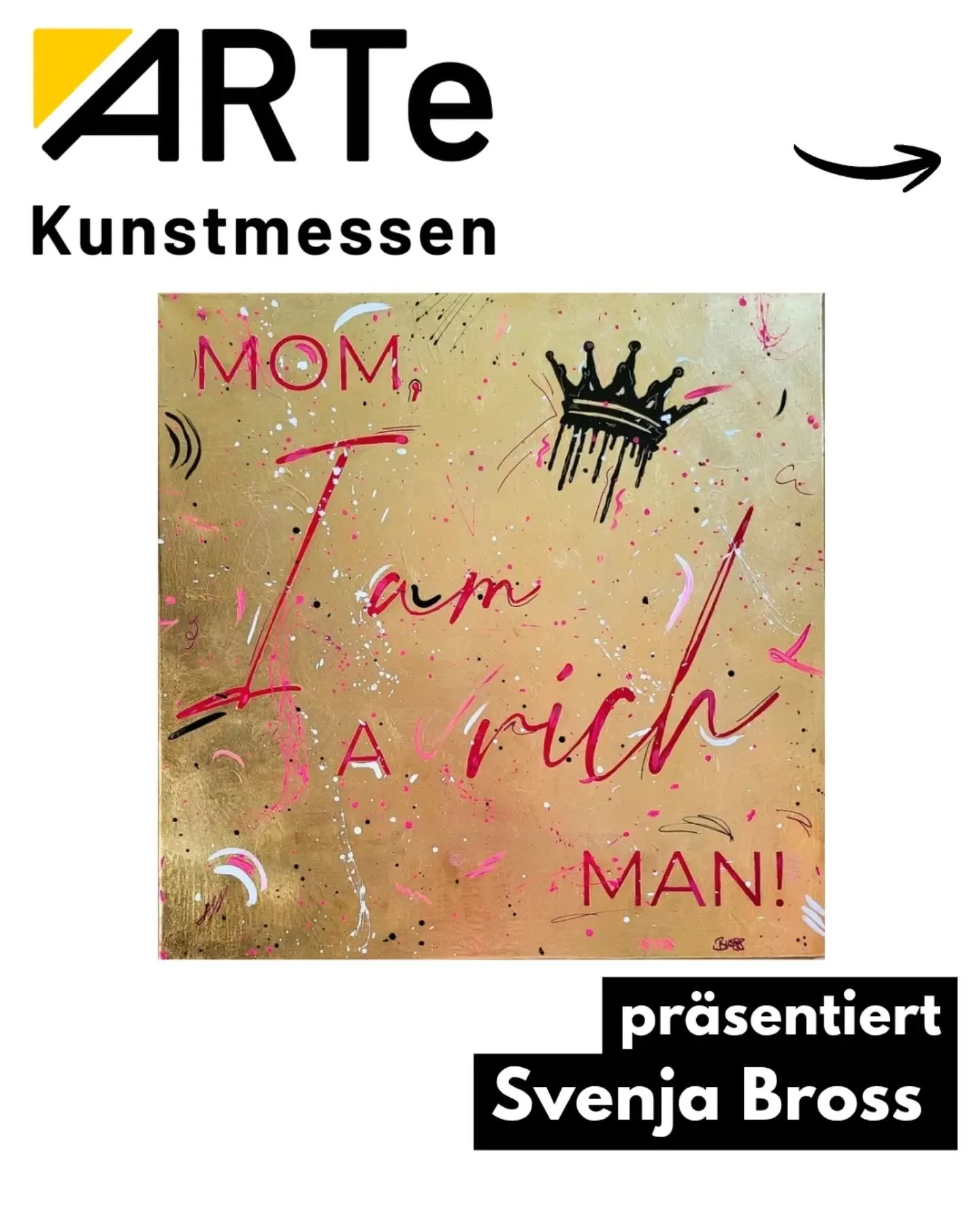 Heute ist der letzte Tag der ARTe Kunstmesse in Wiesbaden.

Komm vorbei und sag Hallo 👋
Wenn du noch ein Ticket brauchst, kommentiere Ticket.

#svenjabrossart Motivation Mindset Unternehmertum Pers&ouml;nlichkeitsentwicklung