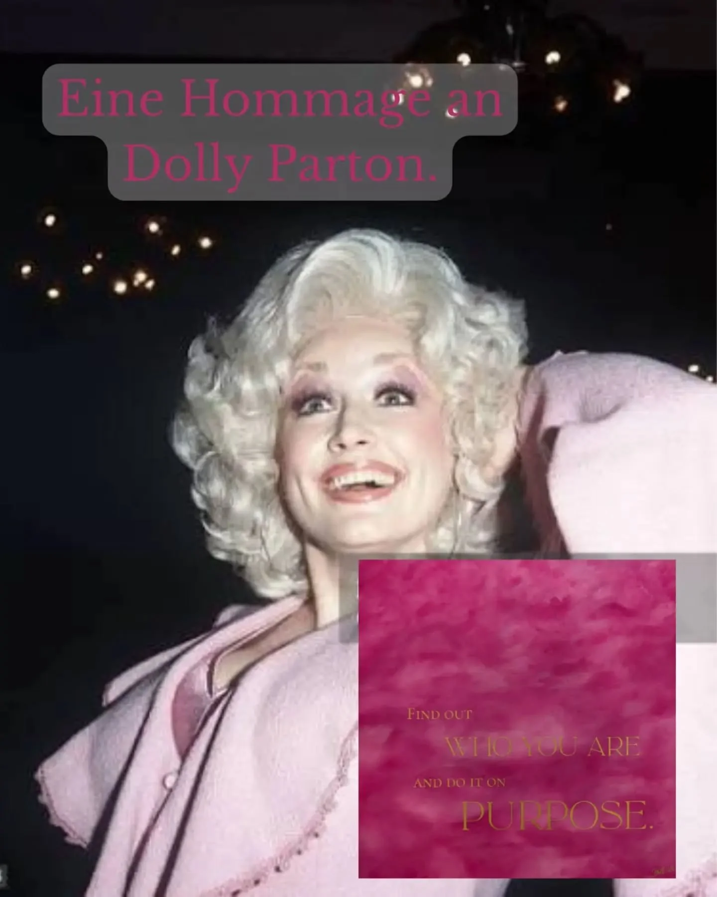 Wie Du wei&szlig;t: I&rsquo;m a f***ing Rockstar. Countrymusik war also nie der Grund, warum ich Dolly Parton gefeiert habe. Mich hat die Frau dahinter fasziniert, ihre Menschlichkeit, wie viel sie f&uuml;r andere Menschen getan hat.

Sie war jemand,