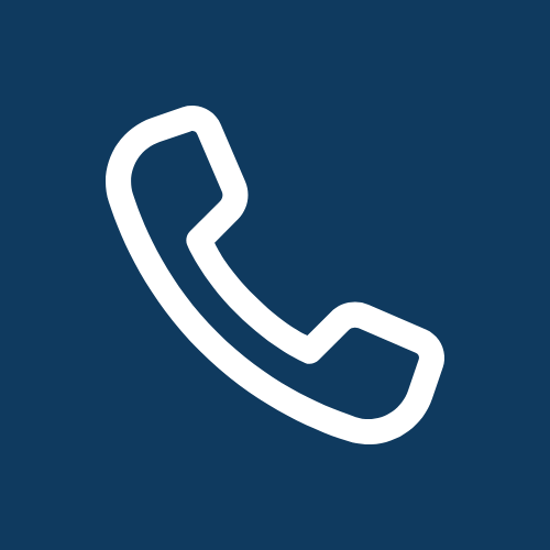 Phone receiver icon on a dark blue background.