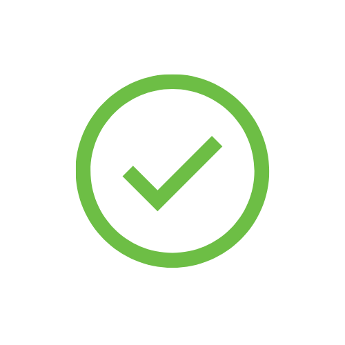 Green check mark inside a circle on a black background.