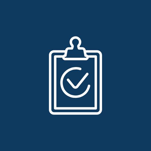 Icon of a clipboard with a checkmark inside a circle, indicating approval or completion.