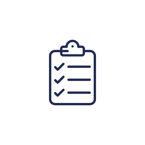 Icon of a clipboard with checkmarks indicating a completed checklist.