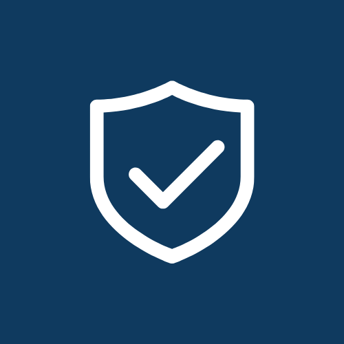 Icon of a shield with a checkmark inside, symbolizing security or protection.