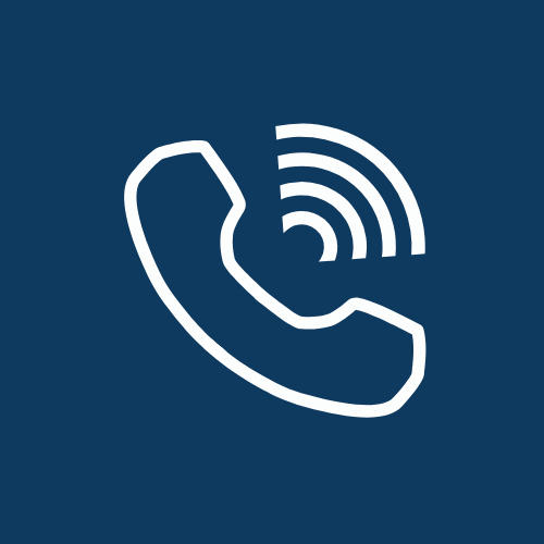 White phone receiver with Wi-Fi signal waves on a dark blue background.